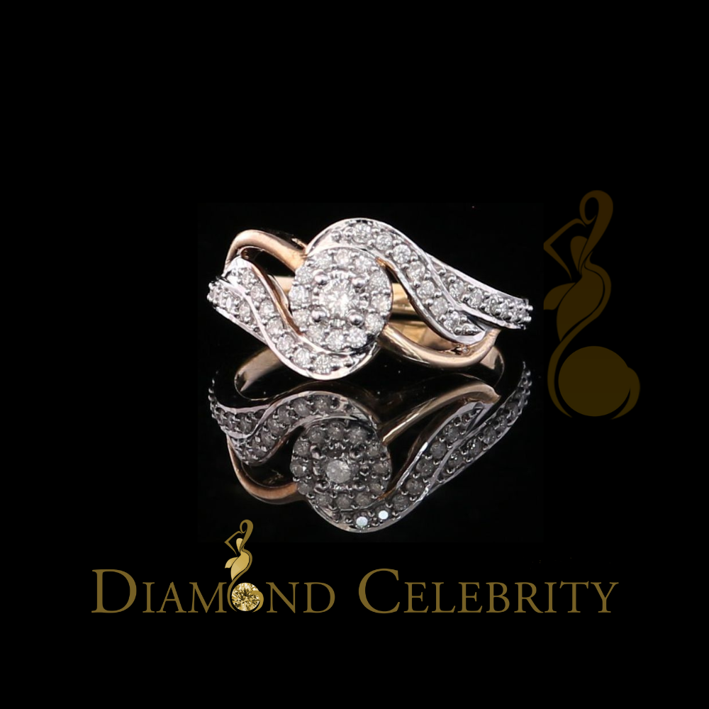 DiamondCelebritees Real 10kt Yellow Gold with 0.40 CT Real Diamond CLUSTER Womens Ring size 6.5