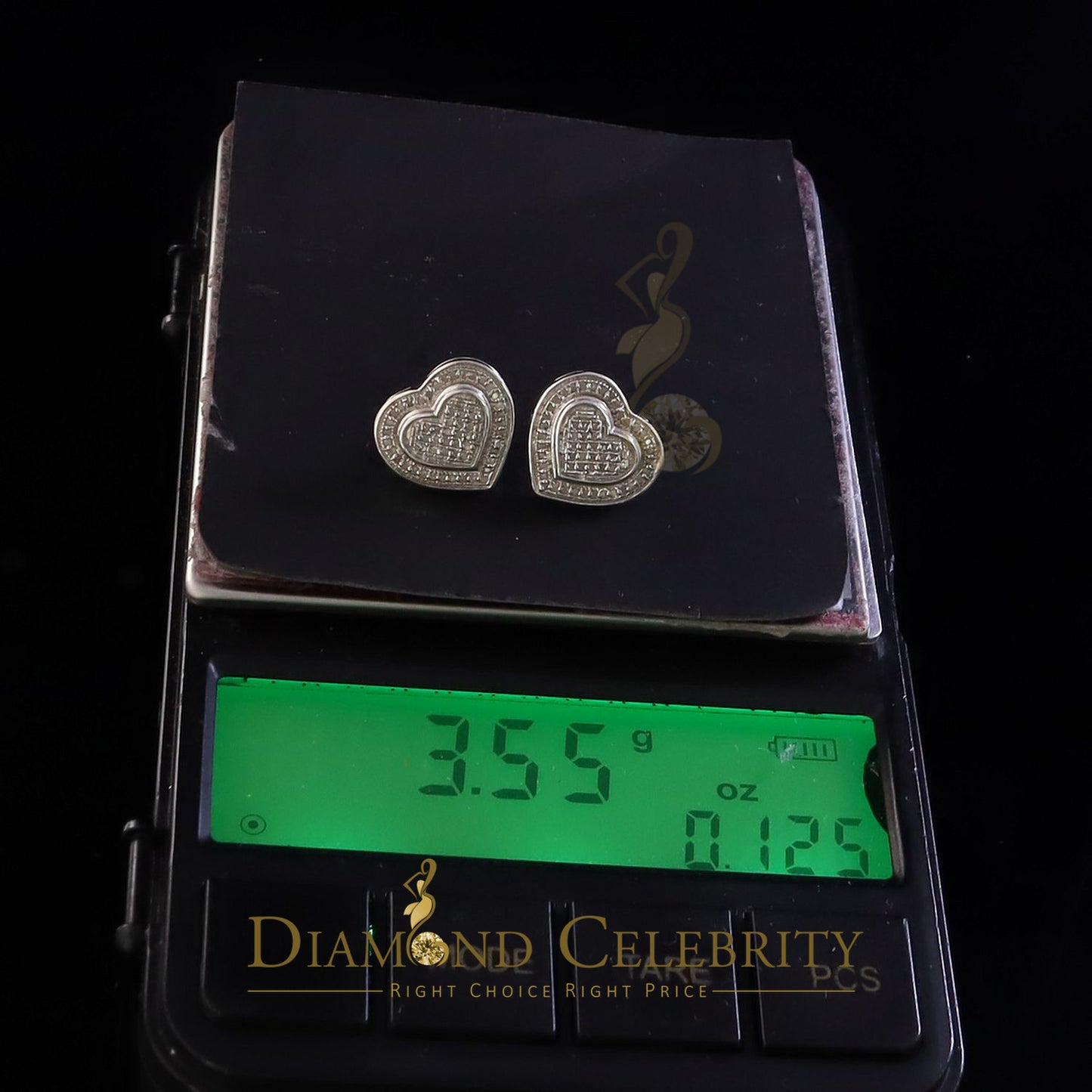 DiamondCelebritees Aretes Para Hombre Heart 925 White Silver 0.30ct Diamond Women's Style Earring