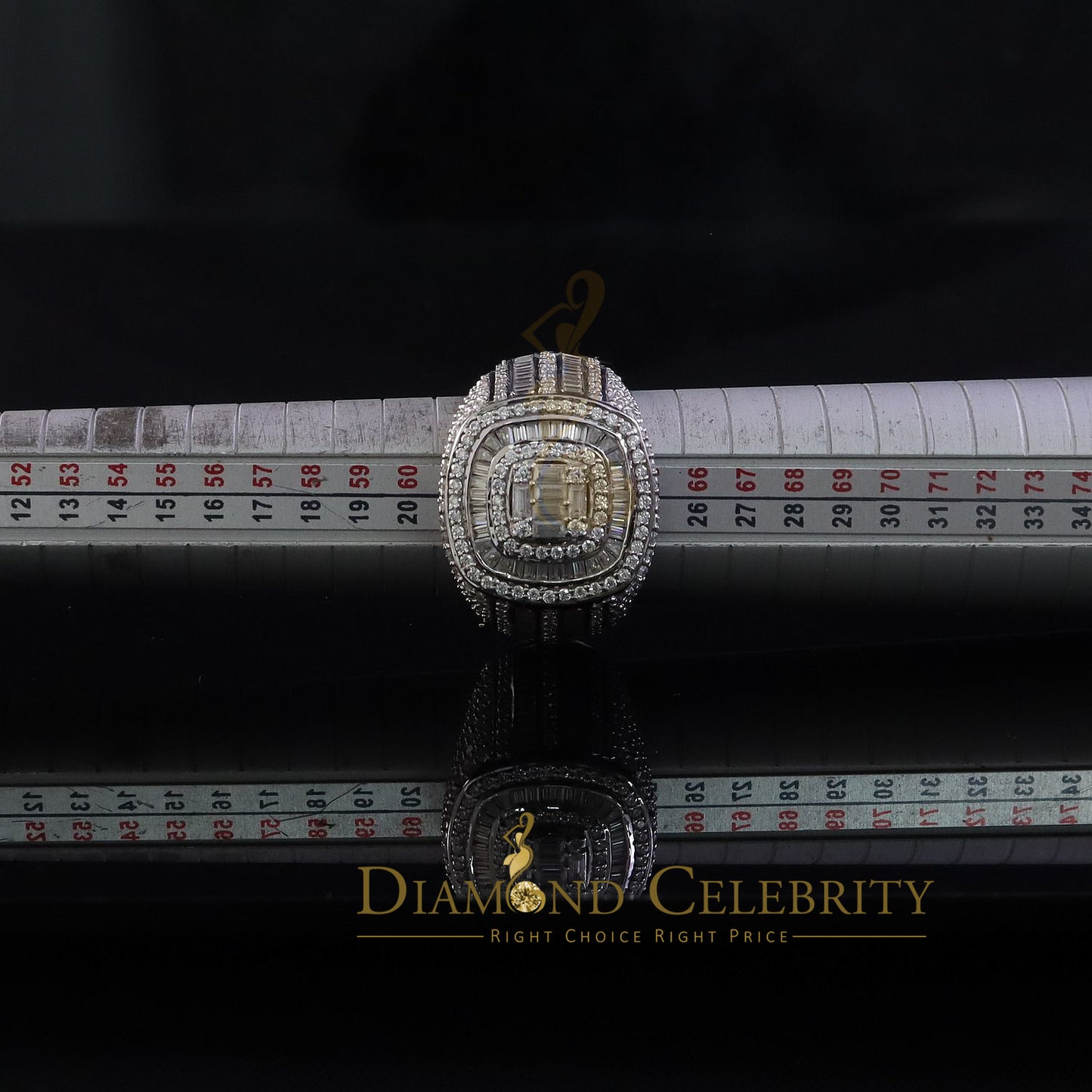DiamondCelebritees 925 Sterling White Silver 5.50ct VVS 'D' Moissanite Round Rings SZ 10 for Men's