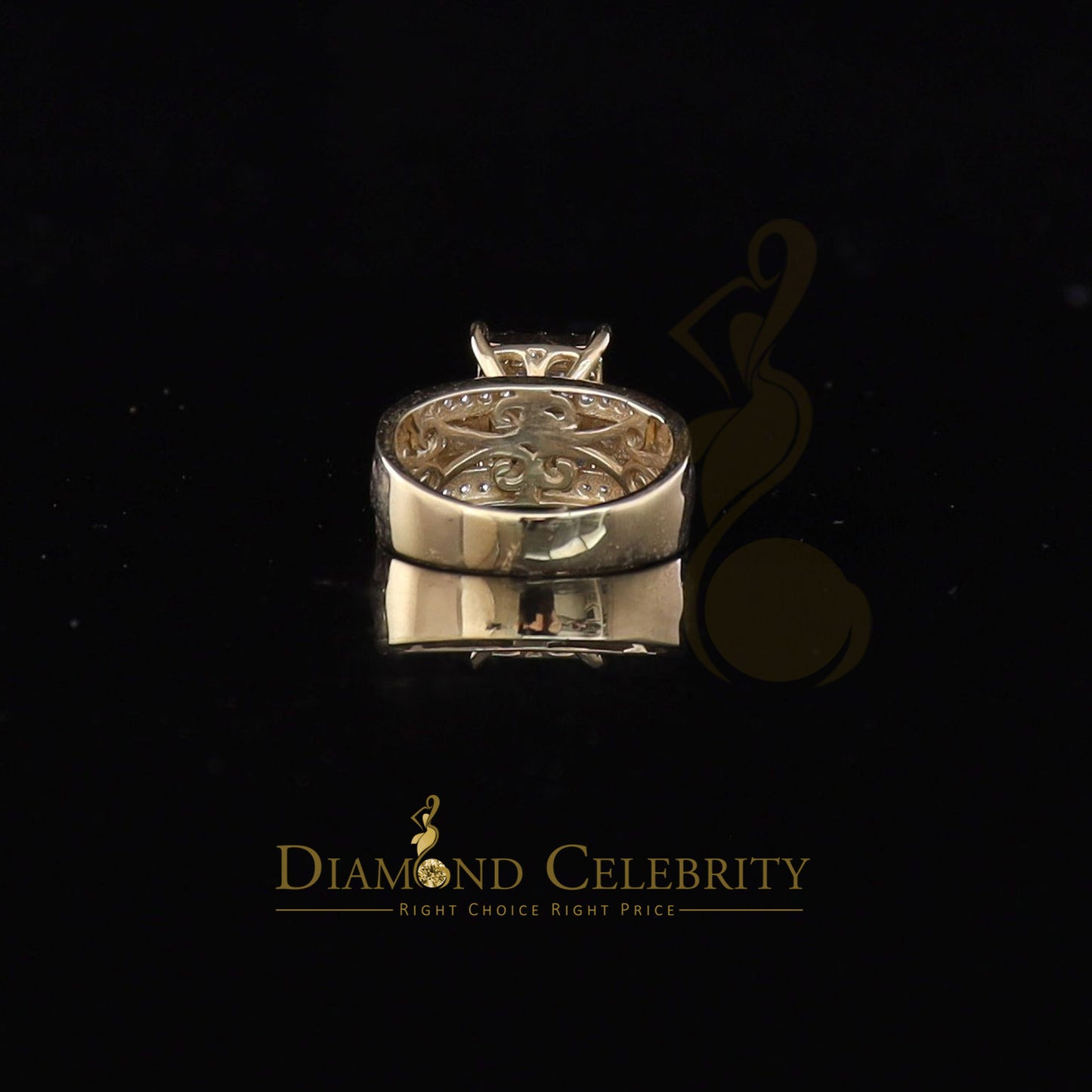DiamondCelebritees 3.80ct Yellow 925 Silver Cinderella Cubic Zirconia Womens Engagement Ring Size 8
