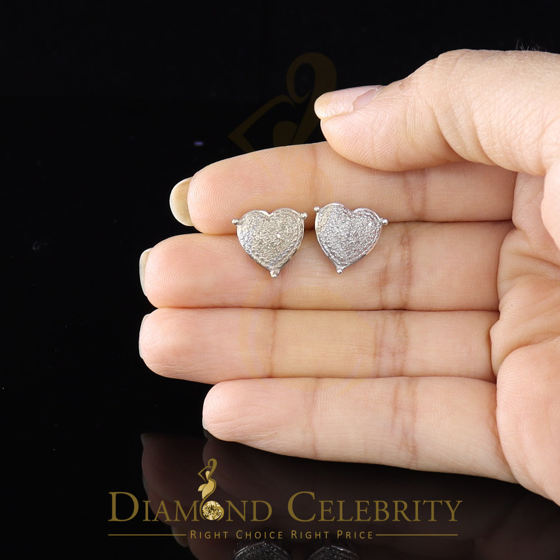 DiamondCelebritees Style Heart 925 White Silver 0.25ct Diamond Women's & Men's Fashion Earrings