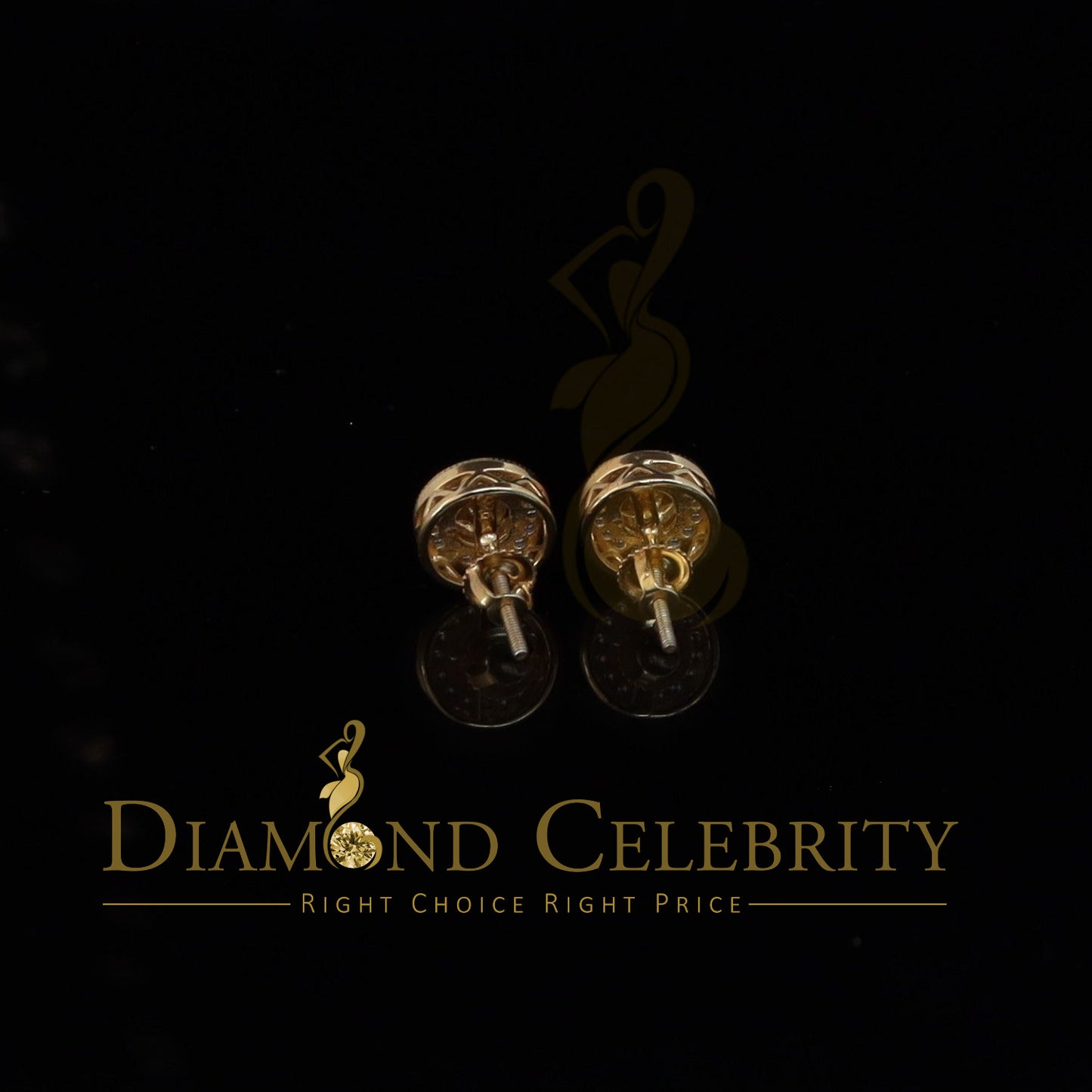 DiamondCelebritees Yellow 0.82ct Sterling Silver 925 Cubic Zirconia Women's Hip Hop Round Earrings