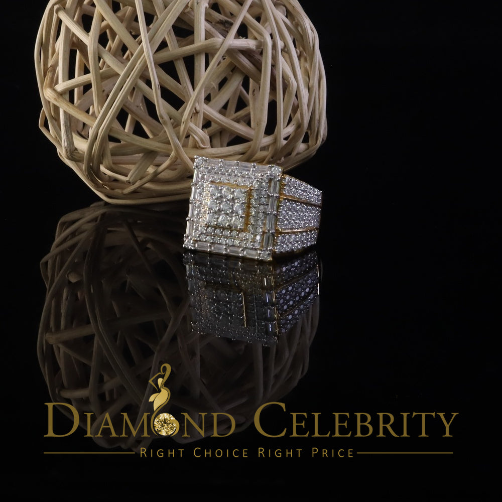 DiamondCelebritees Yellow 925 Silver 5.00ct VVS 'D' Moissanite Stone Rectangle Rings Size 10 Men's