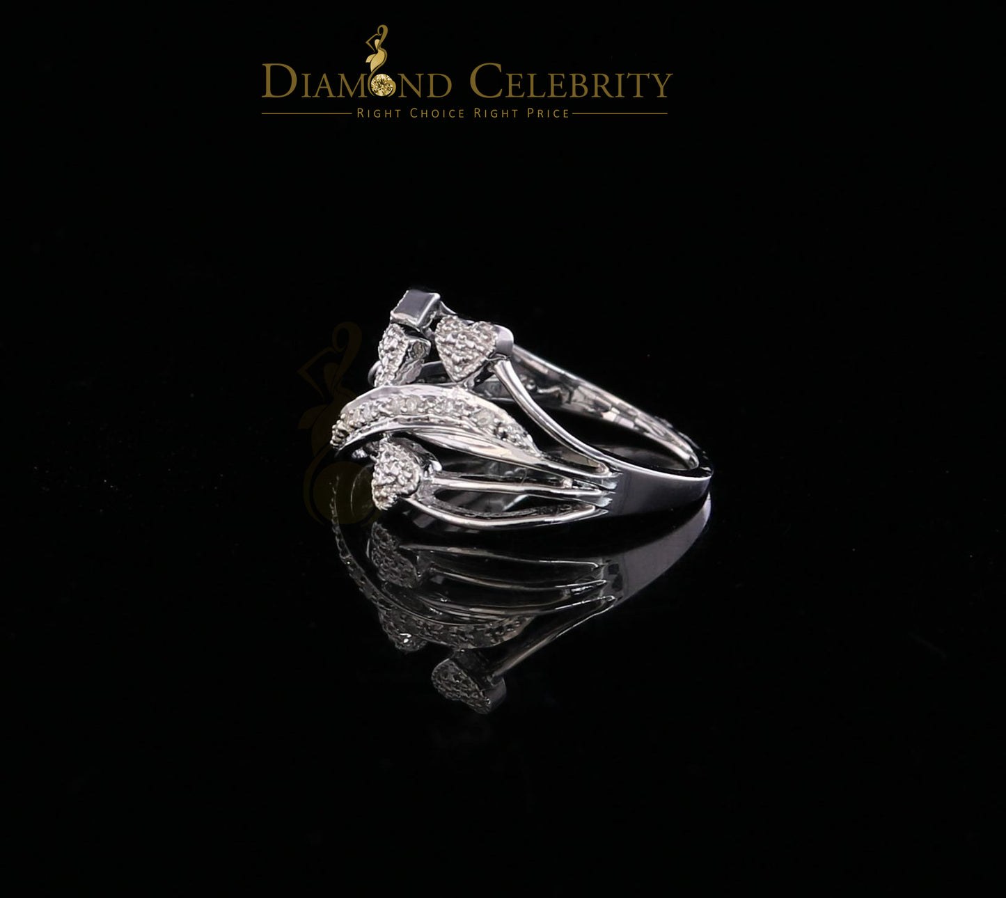 DiamondCelebritees 0.06 CT Real Diamond Womens Sterling Silver Multiple Heart White Ring Size 6.5