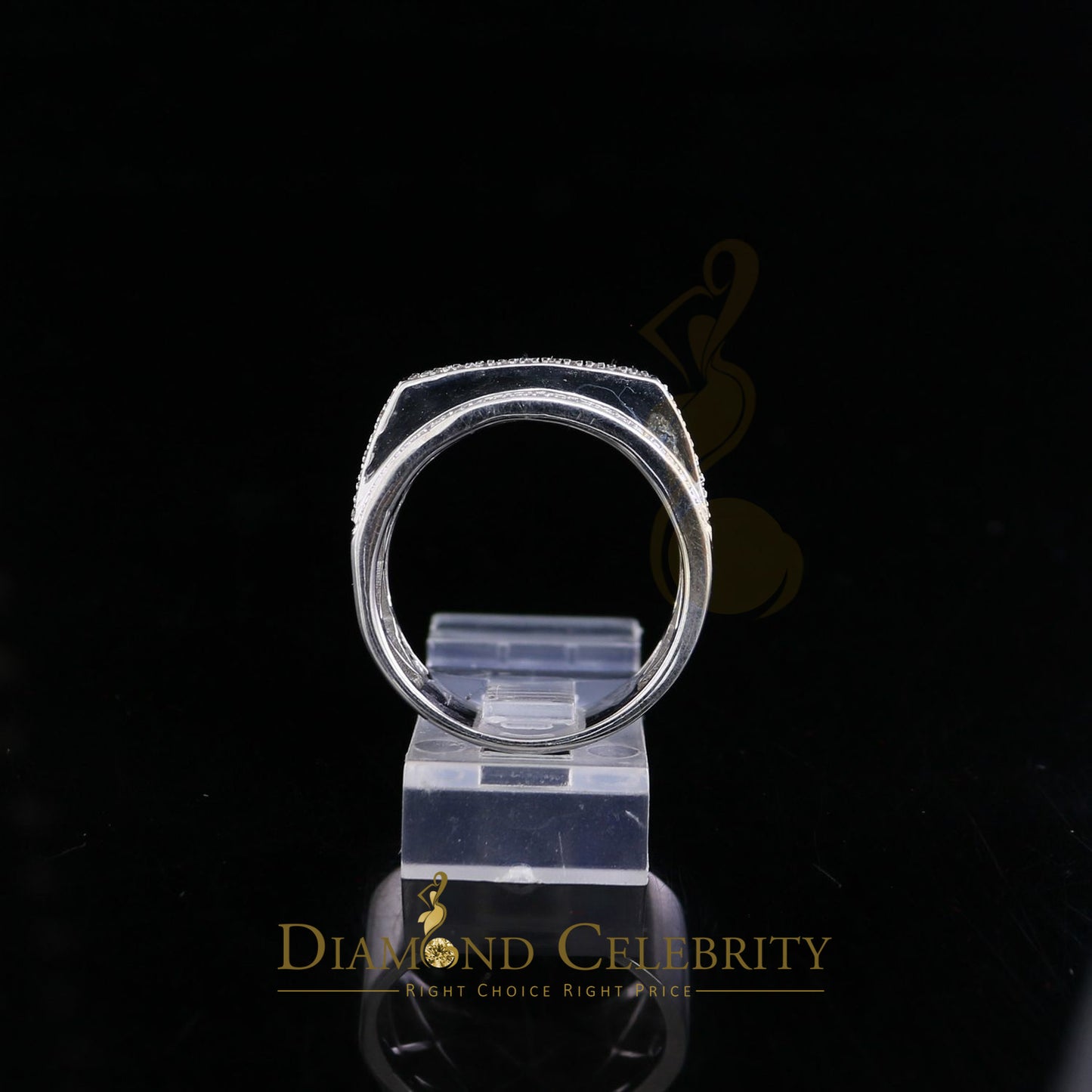 DiamondCelebritees Trendy Micro 0.33ct Real Diamond Men's 925 Silver White Band Style Ring Sz 10