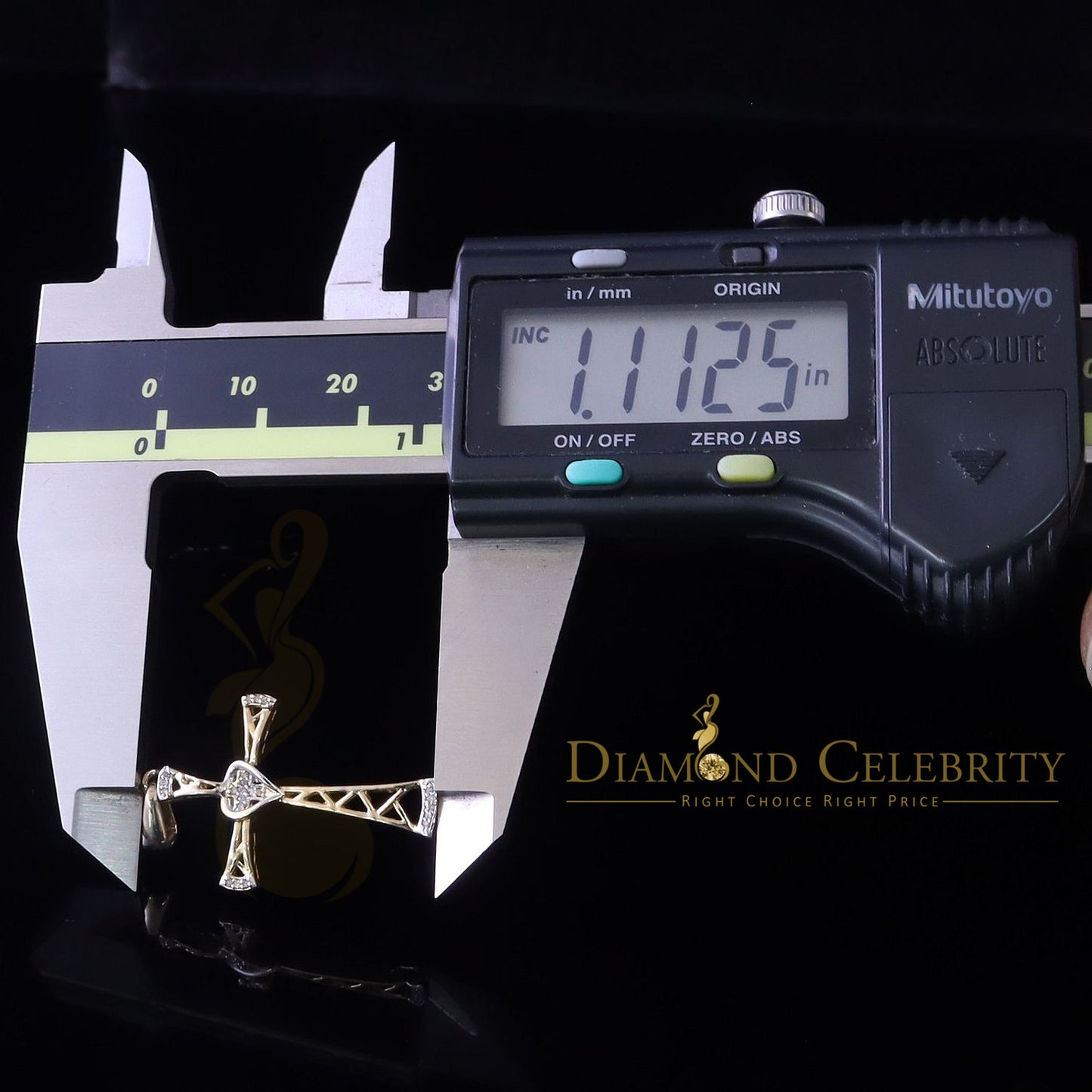 DiamondCelebritees Real 0.05ct Diamond Sterling Silver Yellow Cross Pendant