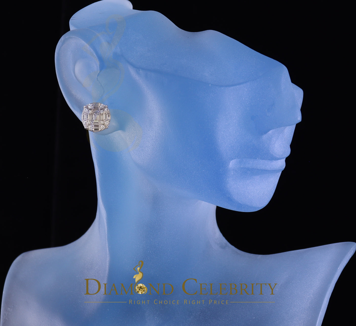 DiamondCelebritees 925 Silver Real 1.02ct Cubic Zirconia Round White Earrings For Men's & Women's