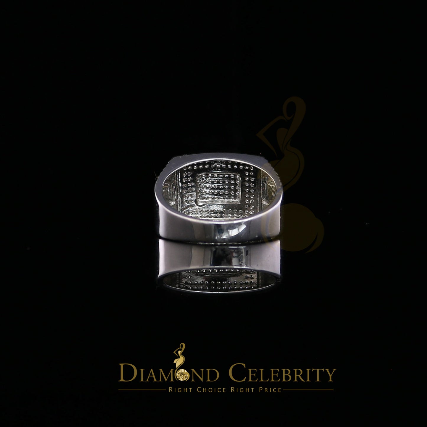 DiamondCelebritees 925 Silver White Square 1.20ct Cubic Zirconia Men's Engagement Ring Size 10