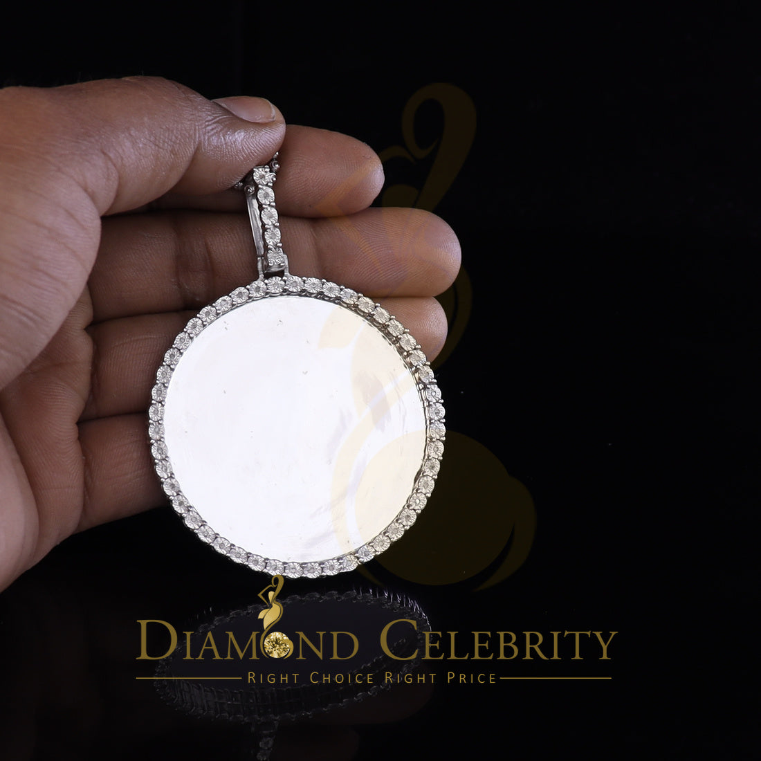 DiamondCelebritees Real 0.25ct Diamond 925 Sterling Silver 2" PICTURE Charm Fashion White Pendant