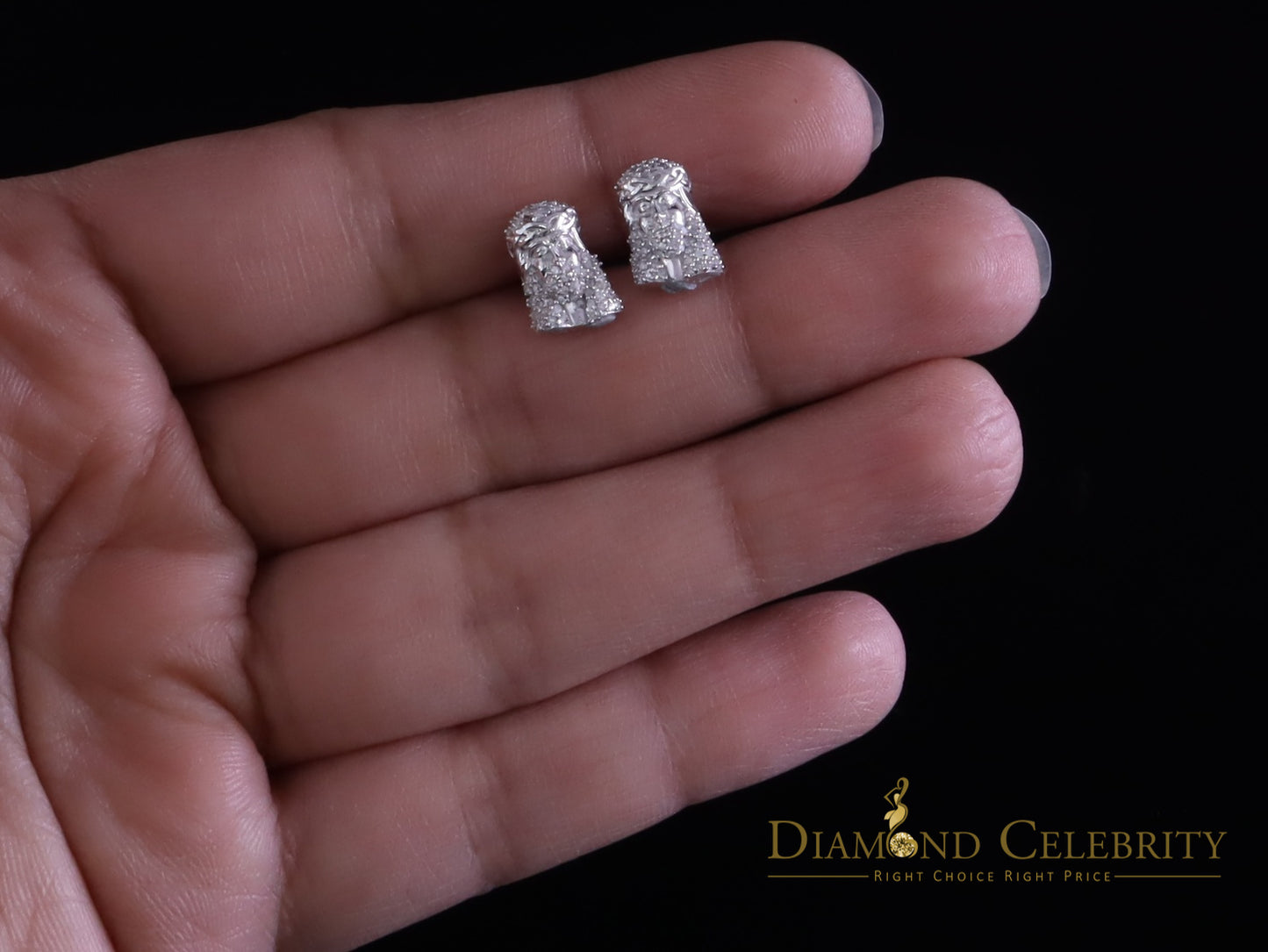 DiamondCelebritees Small 0.25ct Diamond 925 Silver White 6.50MM Men's & Women Jesus Stud Earring