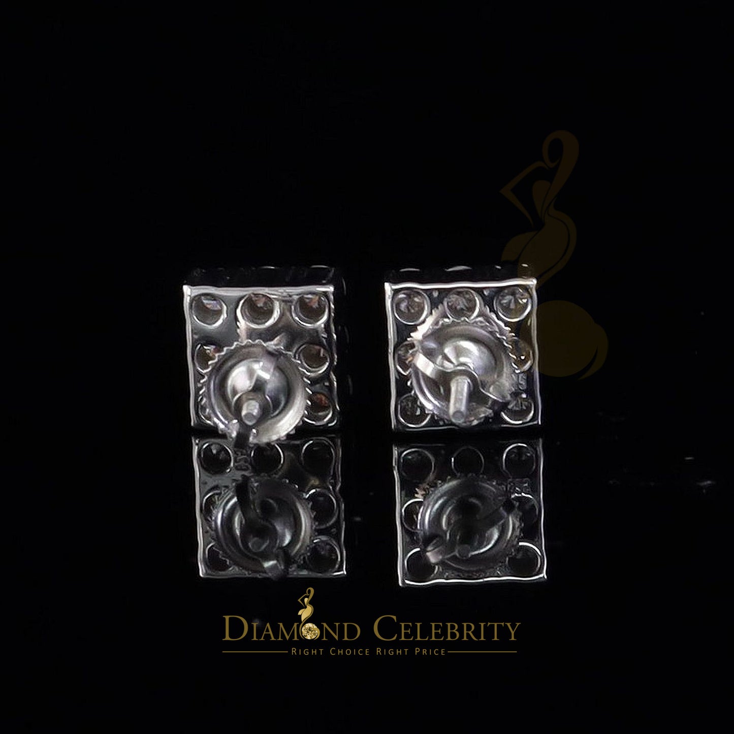 Diamondcelebritees Women's/Men's 925 Silver White 2.00ct VVS 'D' Moissanite 9 stone Stud Earrings