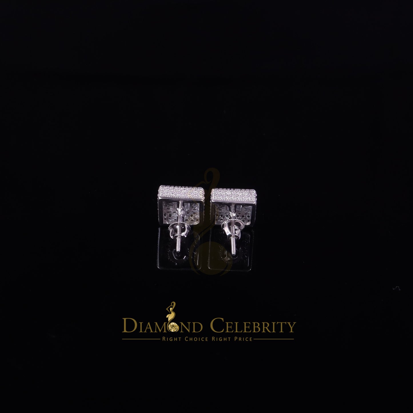 Diamondcelebritees 925 Silver White 1.00ct VVS 'D' Moissanite Square Stud Men's/Womens Earrings