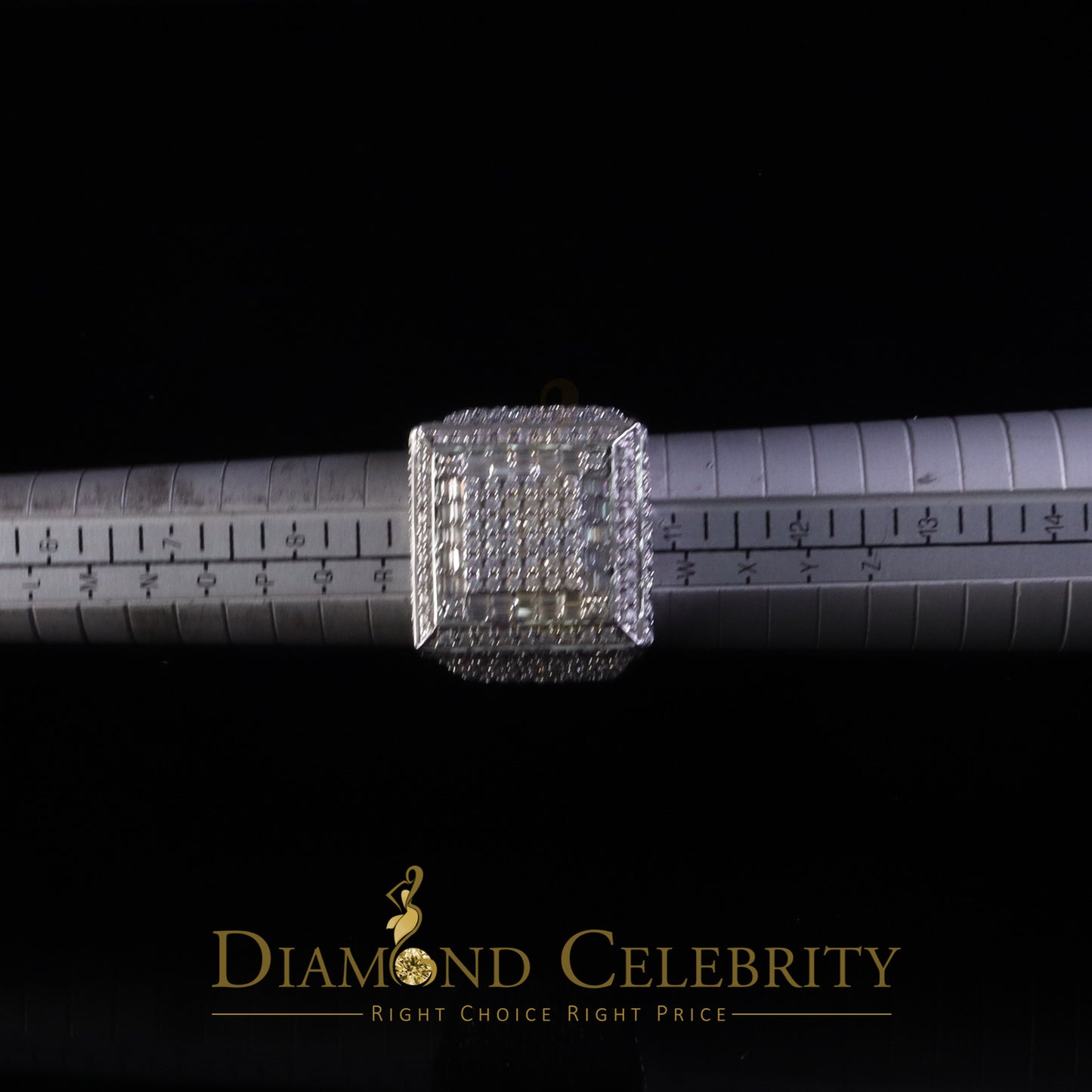 DiamondCelebritees Men's 925 White Sterling Silver 4.50ct VVS 'D' Baguttes Moissanite Rings Size 10