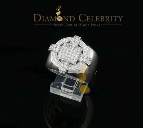 DiamondCelebritees White Silver Square 1.70ct Cubic Zirconia Men's Adjustable Ring From SZ 9 to 11