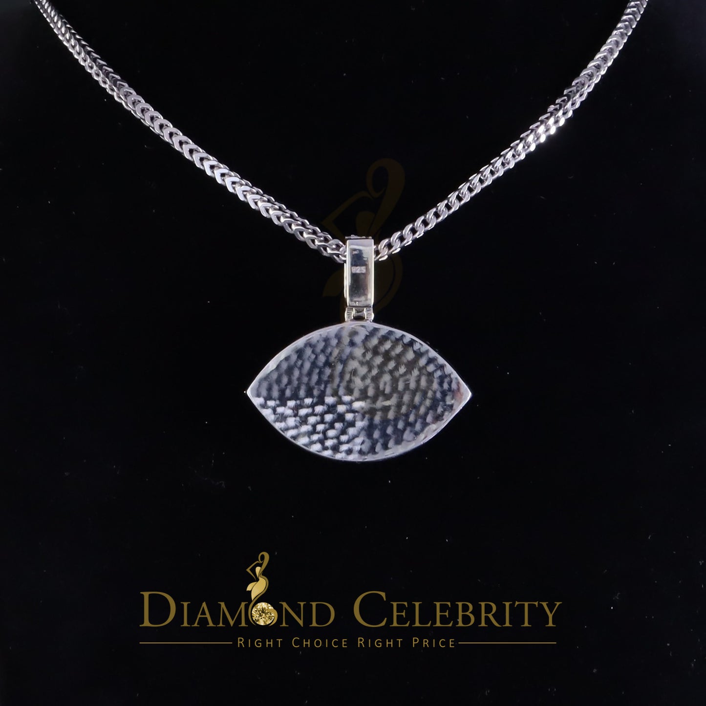 Diamondcelebritees 5.0ct VVS D Moissanite White Yellow Silver Charm Evil Eye Pendant Men's /Women's
