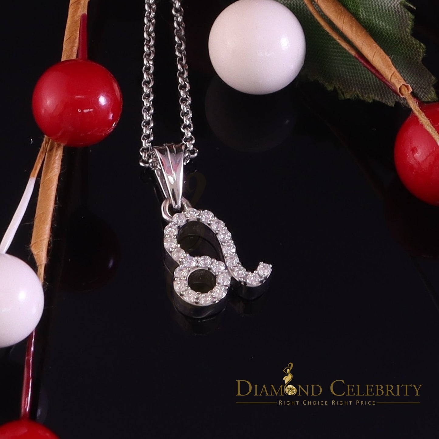 DiamondCelebritees 0.55ct Cubic Zirconia White Silver LEO-AUGUST Month Men's & Women's Pendant
