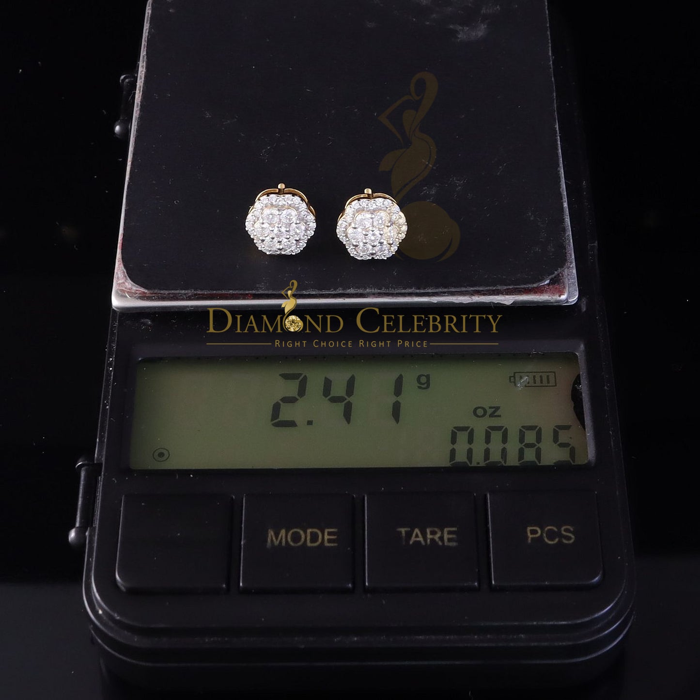 DiamondCelebritees New Women's/Men's 925 Silver Yellow 1.00ct VVS D Moissanite Floral Stud Earrings