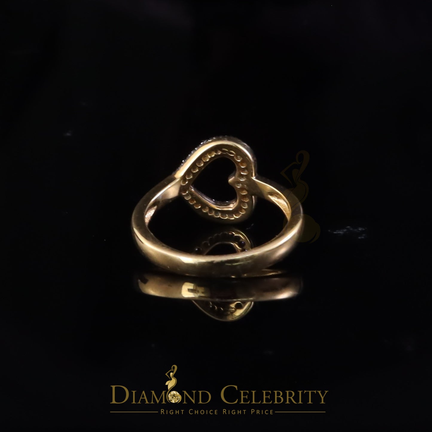 DiamondCelebritees 925 Sterling Yellow Silver 0.22ct Cubic Zirconia Promise Heart Shape Ring Size 7