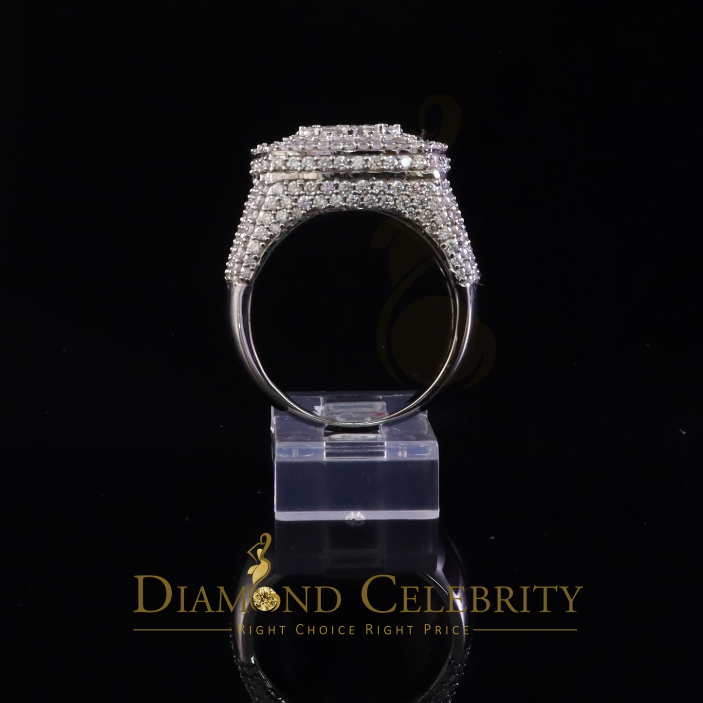 DiamondCelebritees 925 White Silver 6.50ct VVS 'D' Moissanite Men's for Square Rings Size 10