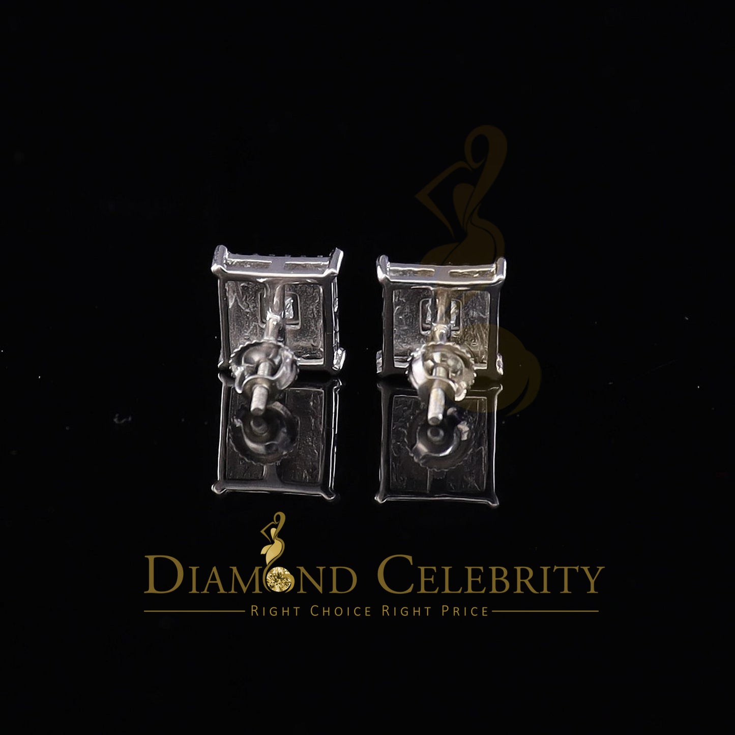 DiamondCelebritees 0.10ct Diamond Stud Squre Earrings For Women White 925 Sterling Silver For Men