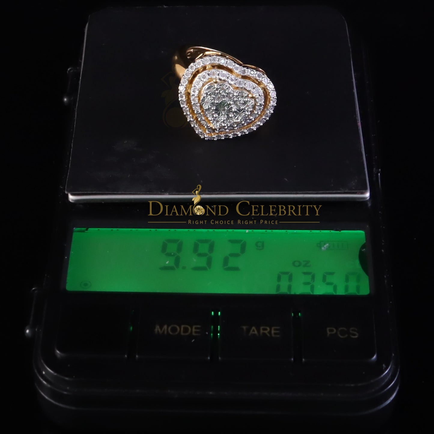 DiamondCelebritees New Yellow Double Heart Real Diamond 0.33ct 925 Sterling Silver Womens Ring SZ 8