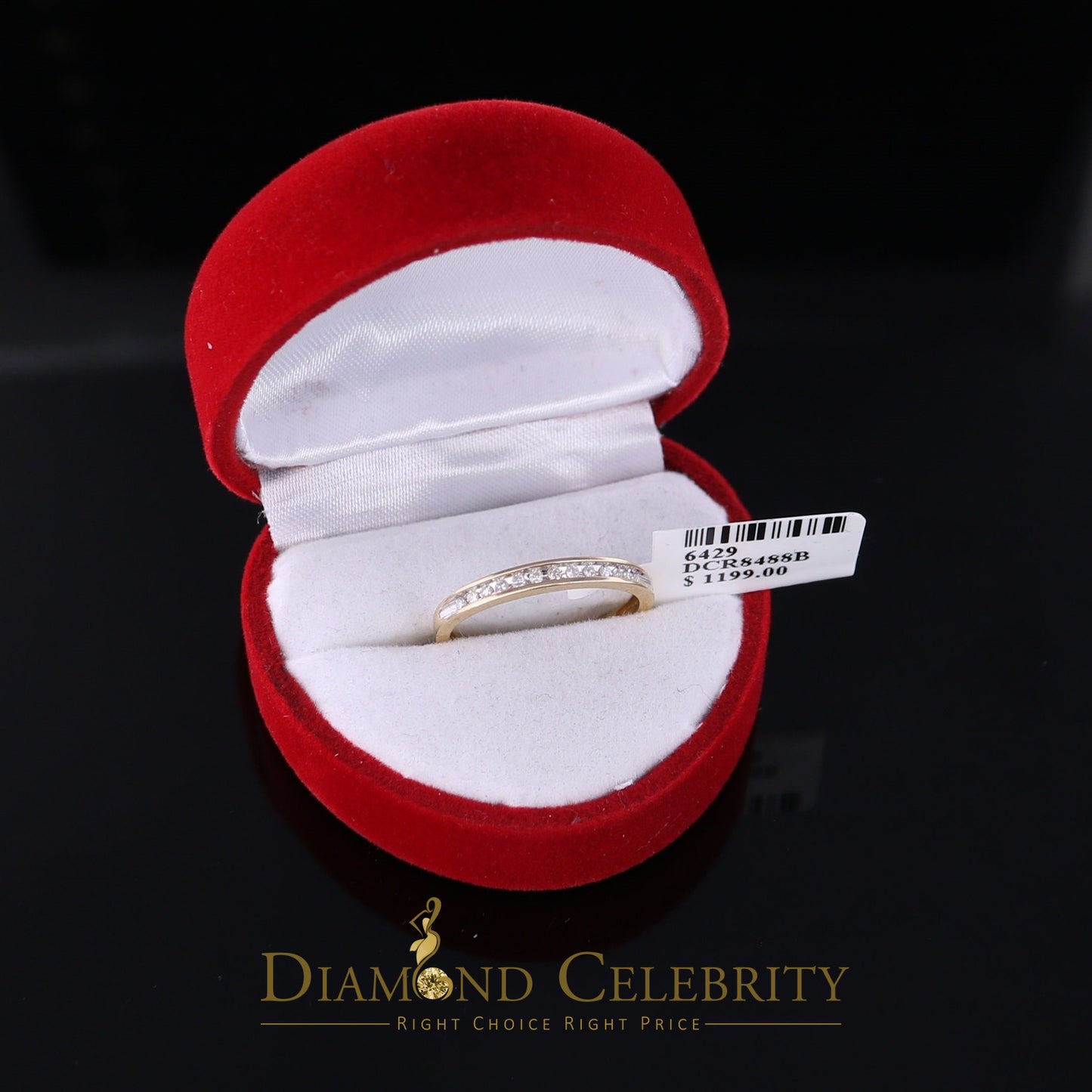 DiamondCelebritees Real 14 Kt Yellow Gold and 0.10CT Real Diamond Ring Band Round Shape Ring Size 7