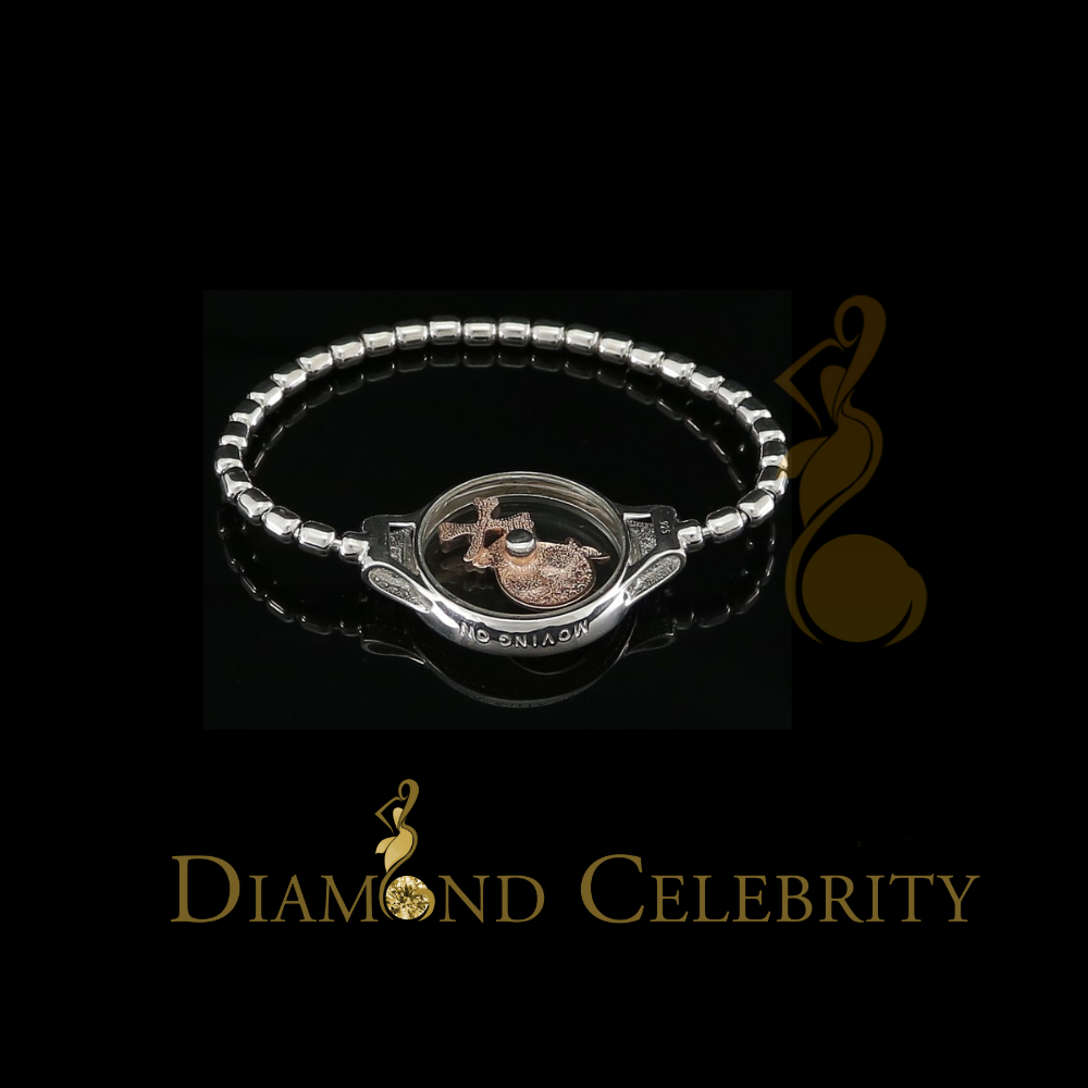 Diamondcelebritees Floating Face Skull Silver White Bracelete Iced Out with Cubic Zirconia SZ 7Inch