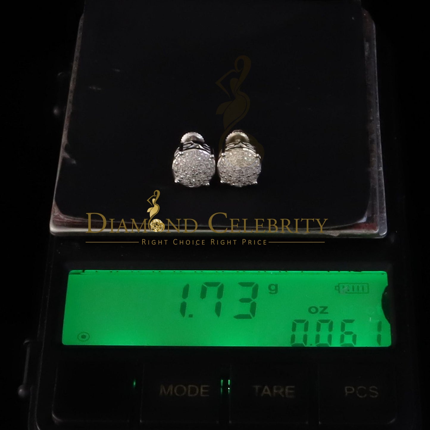 DiamondCelebritees 0.10ct Diamond 925 Sterling White Silver for Men's & Womens Stud Round Earring
