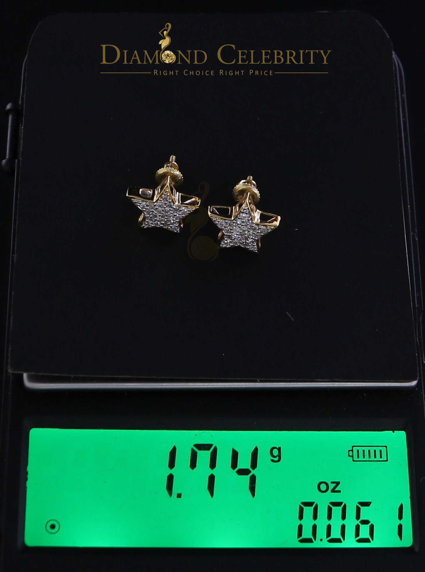 DiamondCelebritees10K Real Yellow Gold Real Diamond 0.50CT Men's/Women's shape Star Stud Earrings