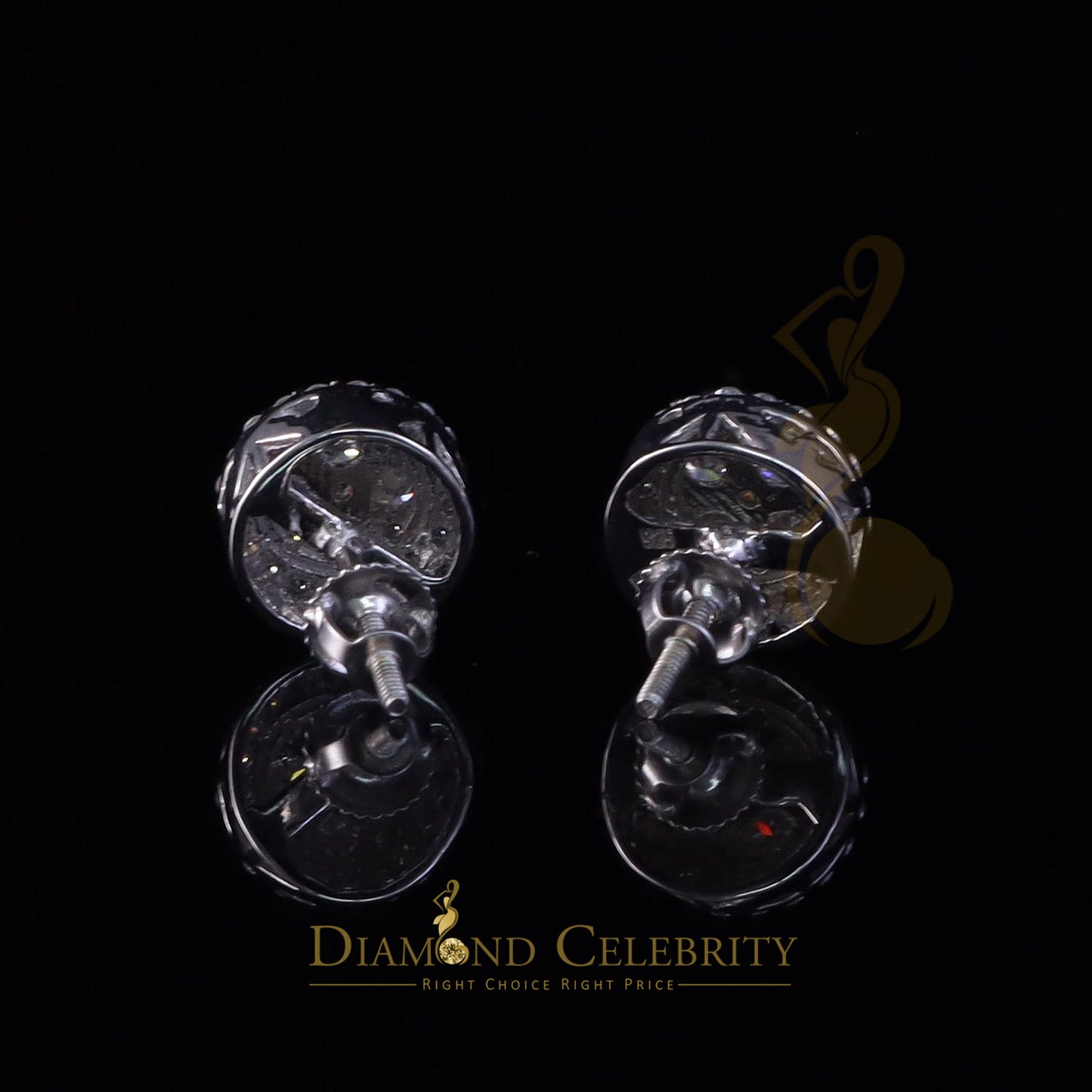 Diamondcelebritees New Women's/Men's 925 Silver White 1.00ct VVS 'D' Moissanite Round Stud Earrings