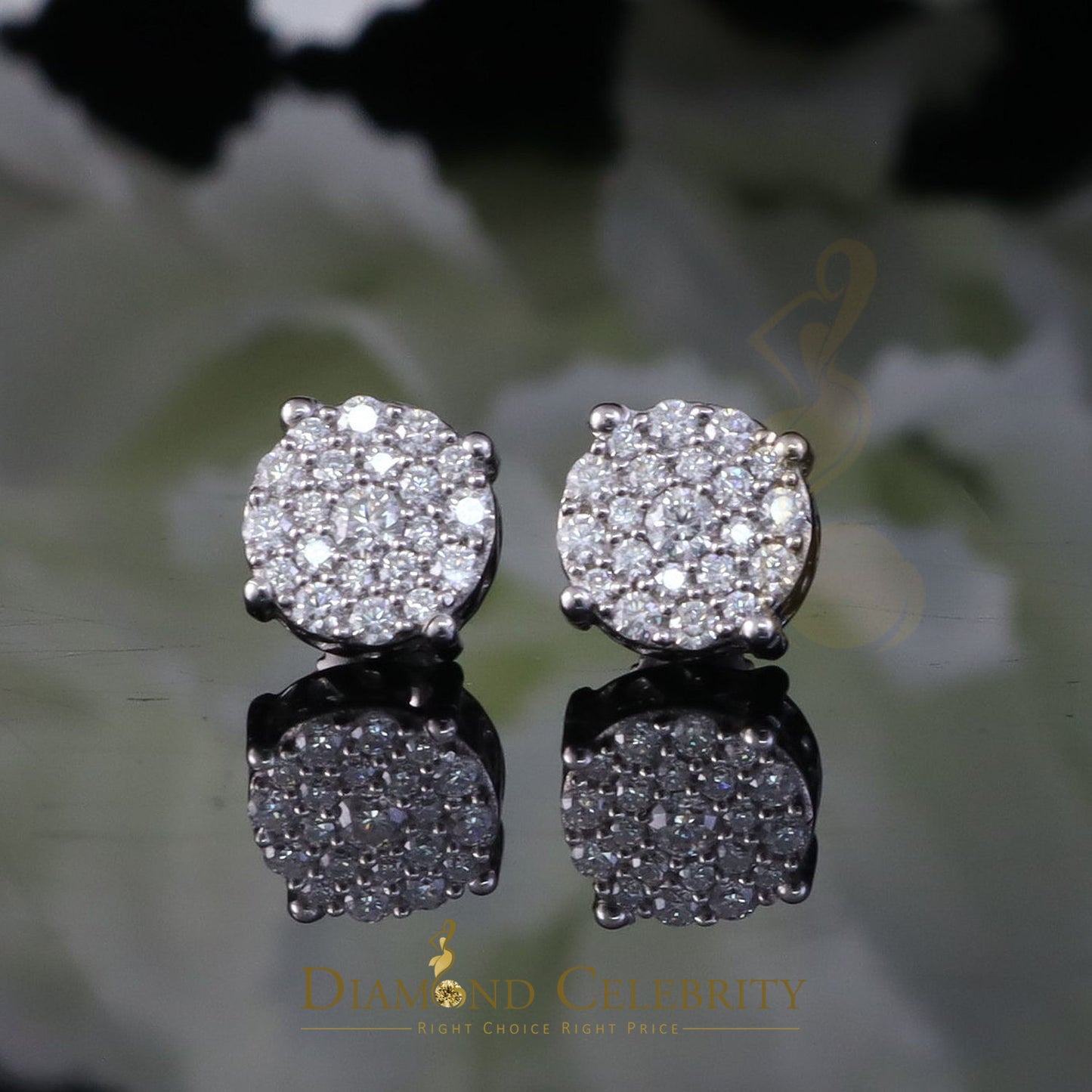 Diamondcelebritees Round Women's/Men's 925 Silver White 0.50ct VVS D Moissanite Round Stud Earrings