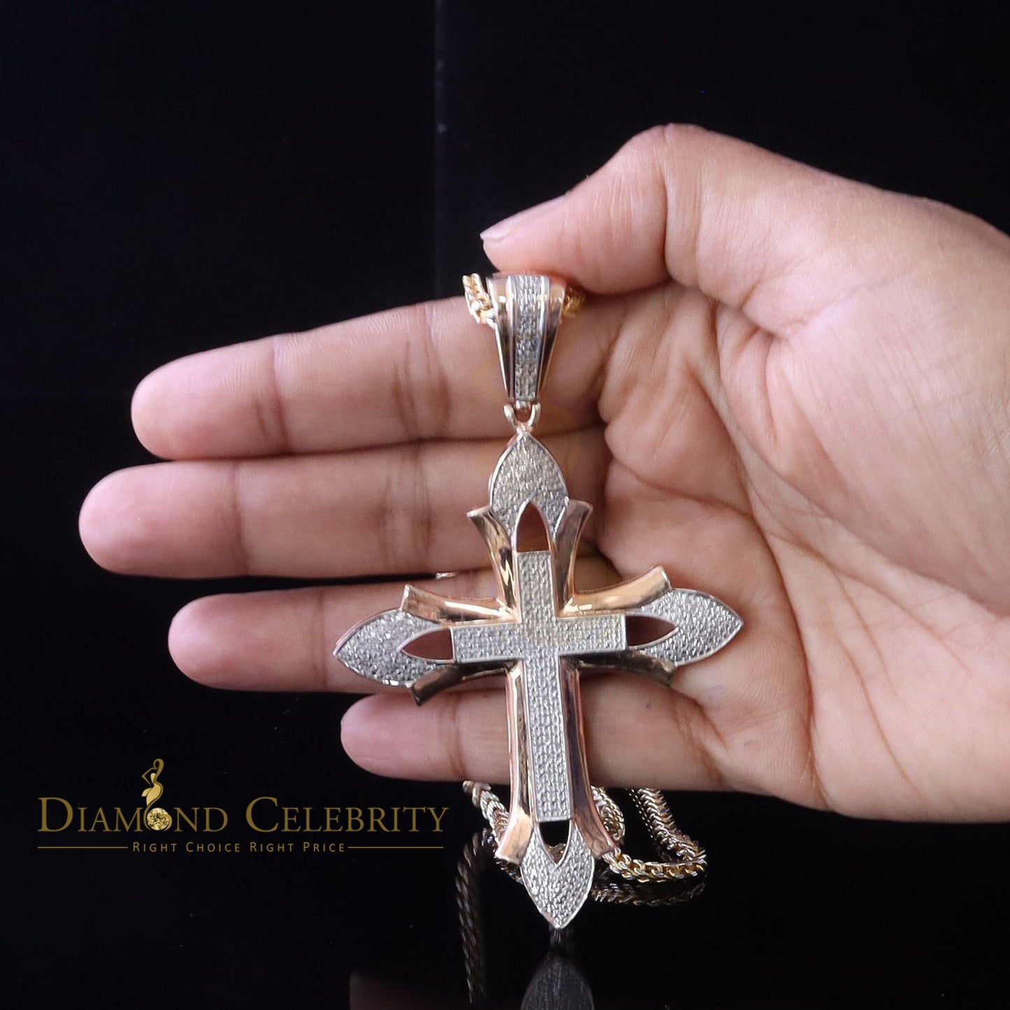 DiamondCelebritees Real 0.50ct Diamond Sterling Silver Cross Pendant