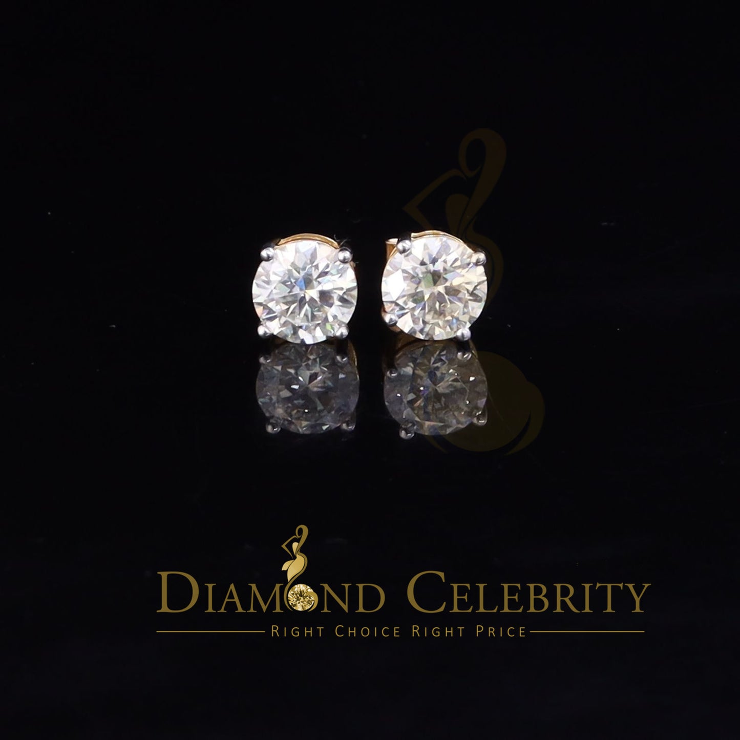 DiamondCelebritees Stud 925 silver Yellow 4.50ct VVS 'D' Color Moissanite Men & Women Earrings
