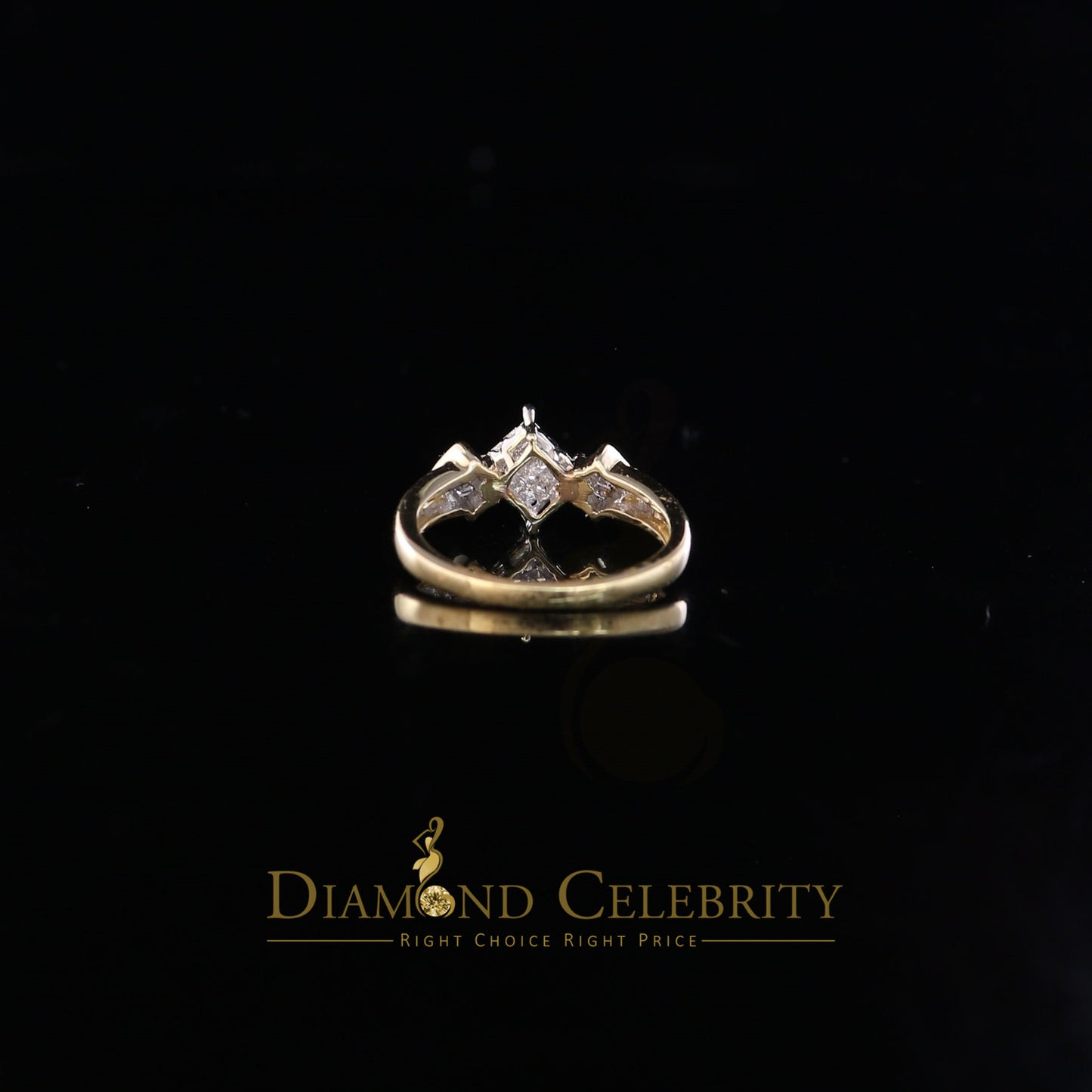 DiamondCelebritees Real 14kt Yellow Gold 0.33CT Real Diamond Past Present Future Ring Size 6.5