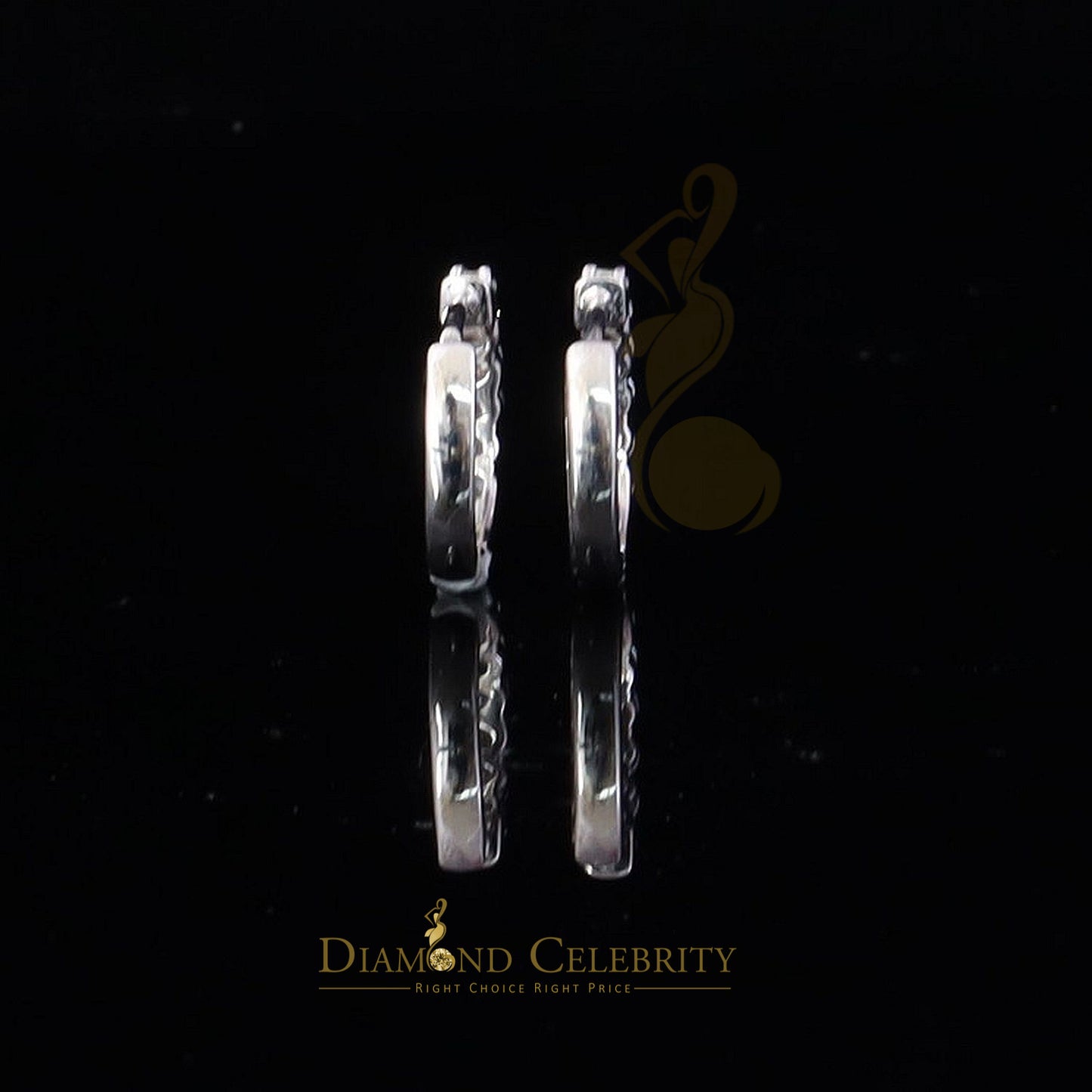 Diamondcelebritees Men's/Women's 925 Silver 1.50ct VVS 'D' Moissanite 1 row Stones Hoop Earrings