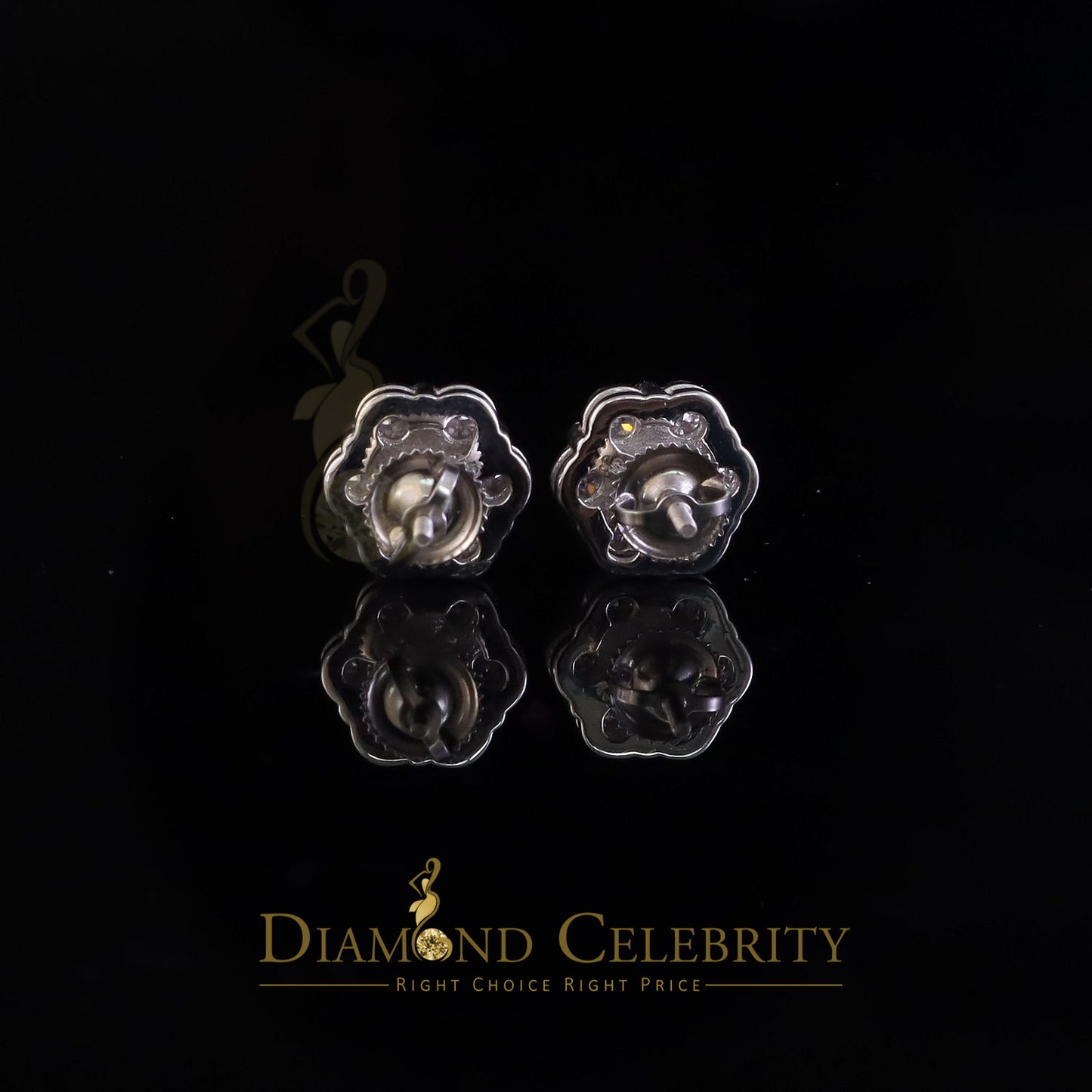 Diamondcelebritees New Men's/Womens 925 Silver White 2.25ct VVS 'D' Moissanite Flower Stud Earrings