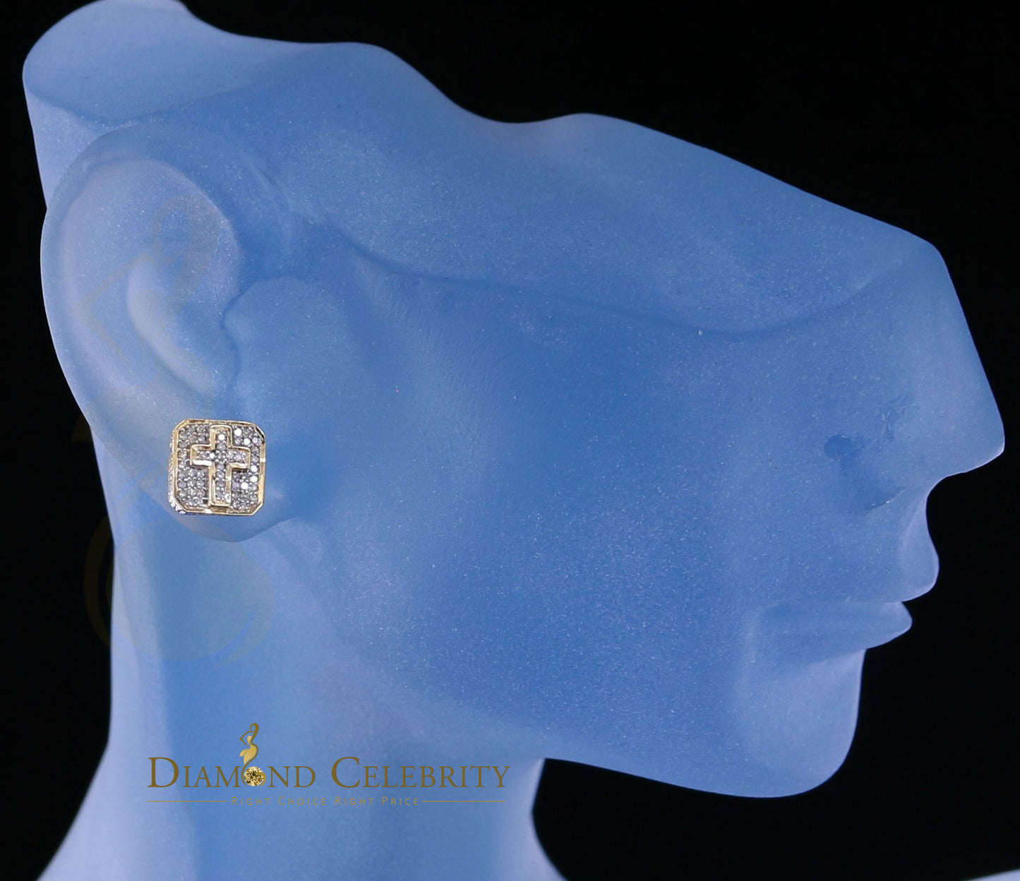 DiamondCelebritees10K Real Yellow Gold Real Micro Diamond 0.25CT Men's/Women's Stud Earring