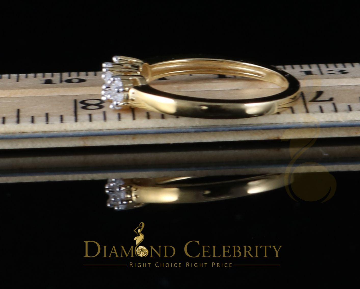 DiamondCelebritees 925 Yellow Silver Cubic Zirconia 1.25 ct Past Present Future Womens Ring Size 6