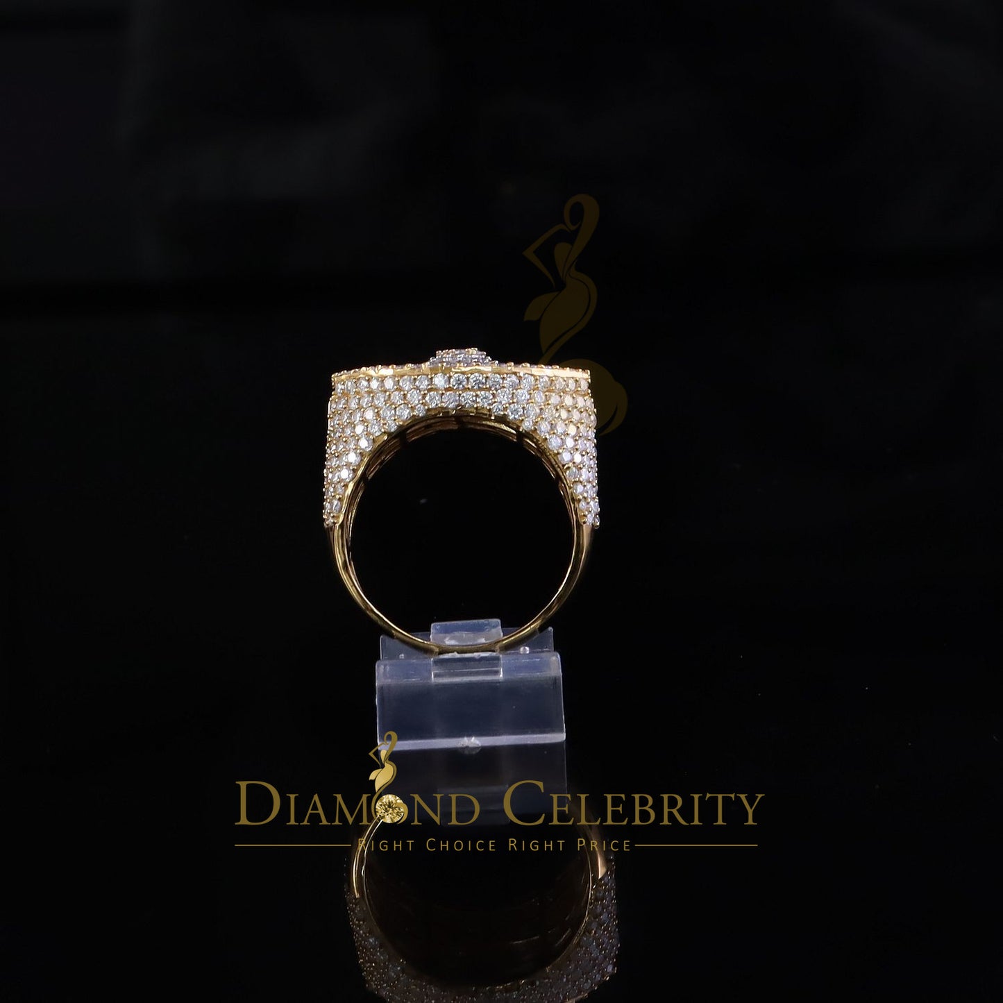 DiamondCelebritees 4.00ct VVS D 925 Silver Moissanite Baguette Men/Women Yellow Evil Eye Ring SZ10