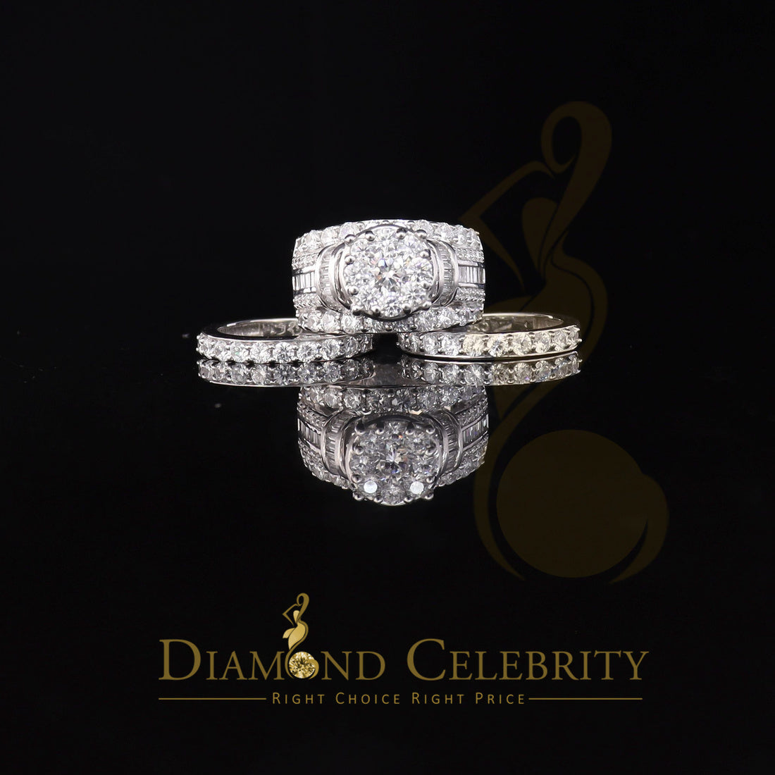 DiamondCelebritees Sterling Silver Round Cubic Zirconia 13.20ct Wedding White Womens Ring SIZE 9