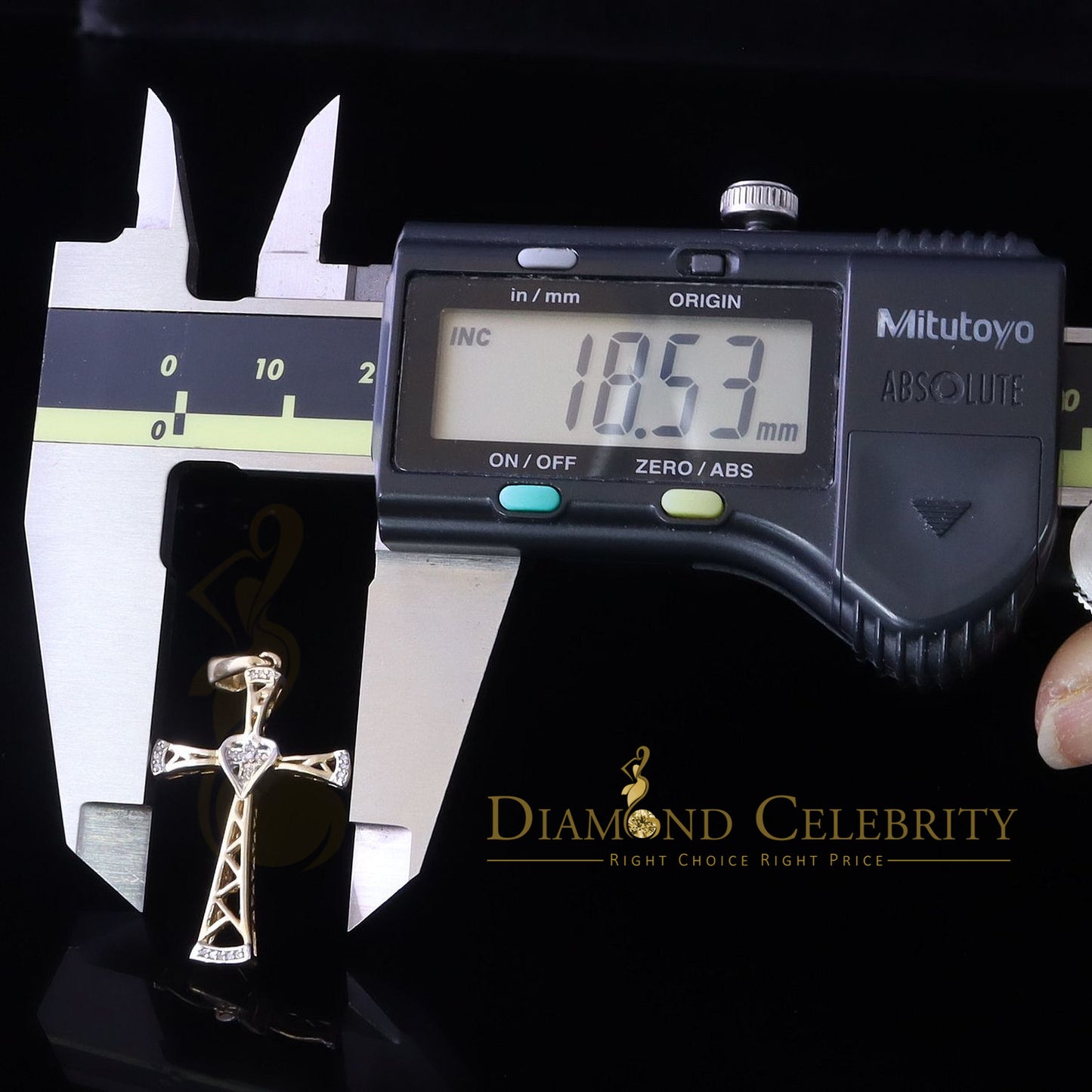 DiamondCelebritees Real 0.05ct Diamond Sterling Silver Yellow Cross Pendant