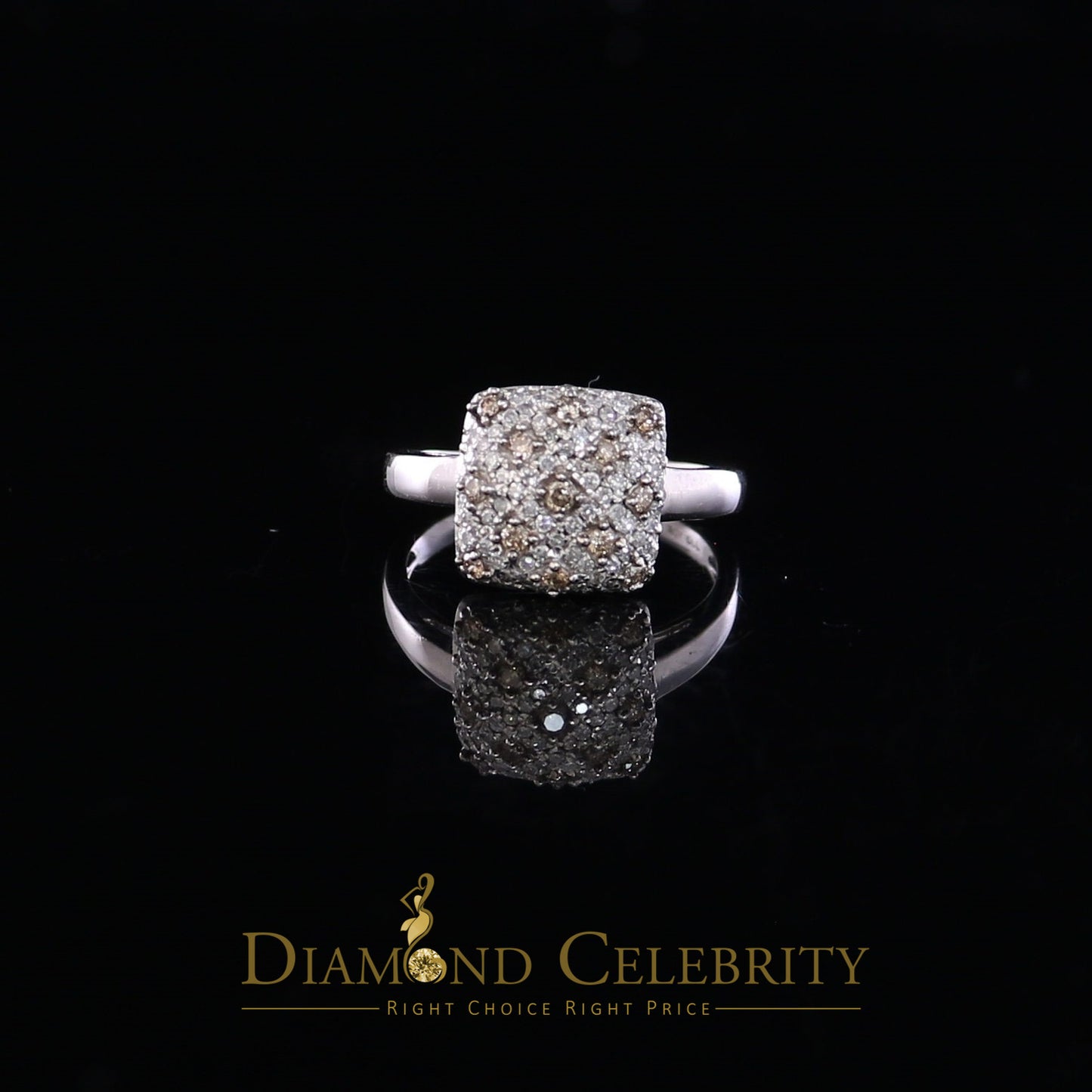 DiamondCelebritees Real 10kt White Gold with 0.50CT Genuine Diamond SQUARE shape Womens Ring Size 7
