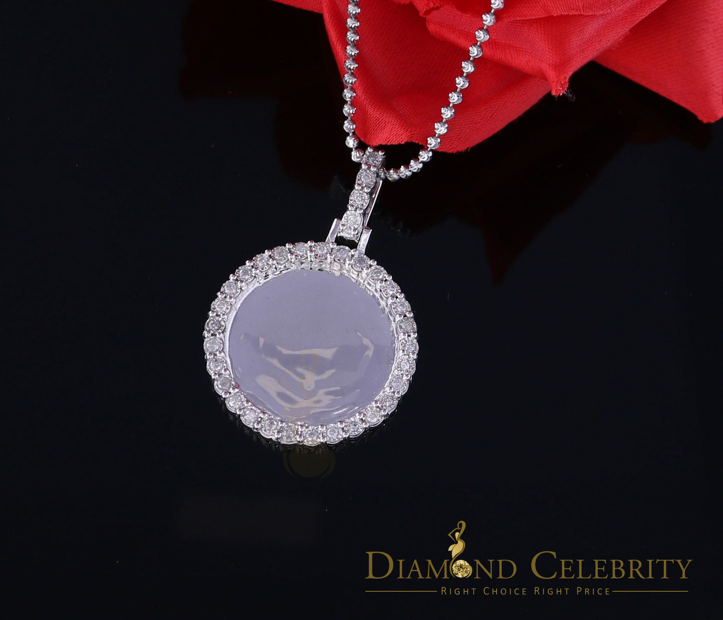 DiamondCelebritees Real 0.66ct Diamond 925 Sterling Silver 1.25" PICTURE Pendant Fashion White