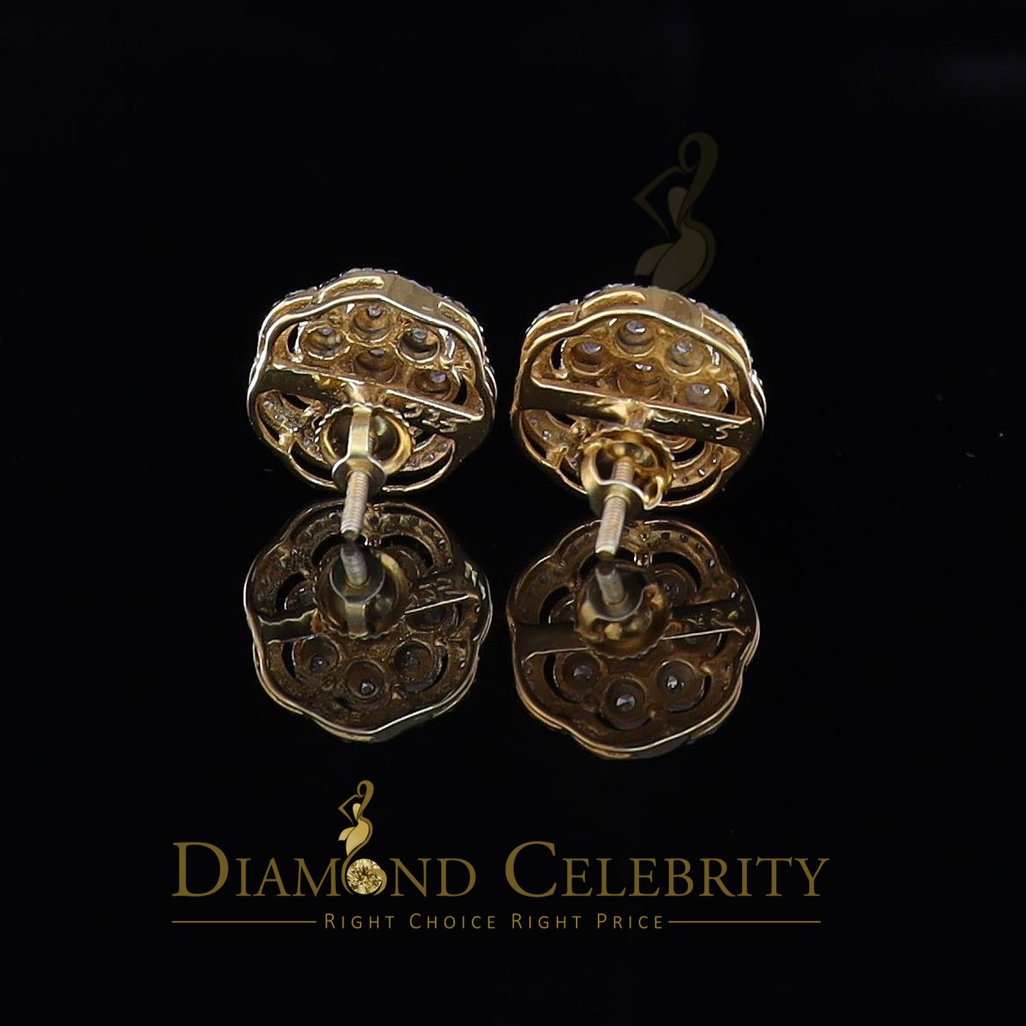 DiamondCelebritees 0.40ct Diamond 925 Sterling Silver Yellow Flower Earrings For Men's / Women's