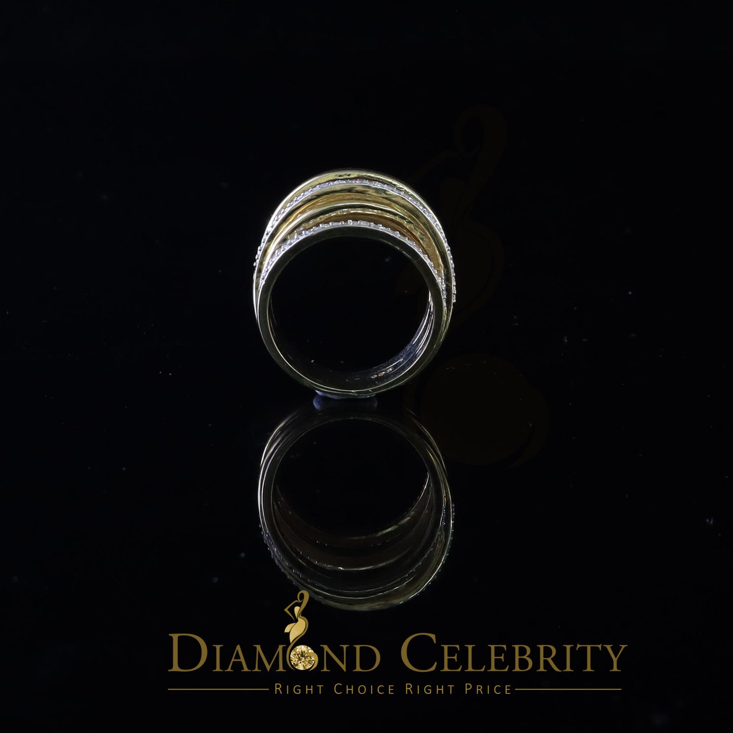 DiamondCelebritees 1.50 ct 925 Sterling Yellow Silver Cubic Zirconia Cocktail Womens Ring Size 9.5