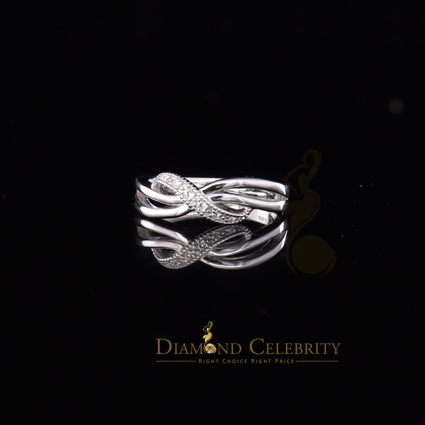 DiamondCelebritees 925 Silver White Cubic Zirconia 0.10ct Band Round Engangement Womens Ring Size 6