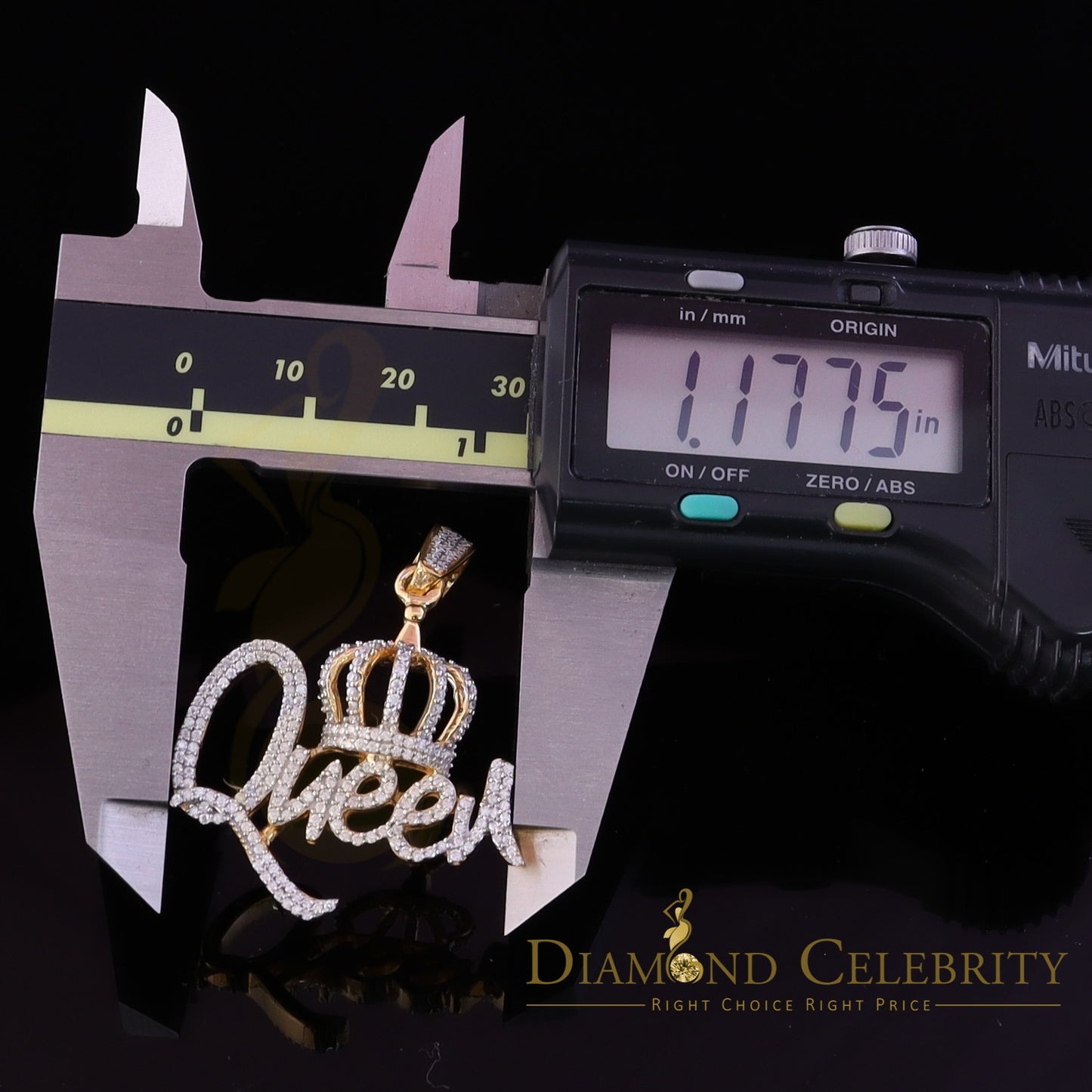 Diamondcelebritees 1.00ct Real Moissanite Yellow 925 Silver Pendant Gift for Your Queen With Crown