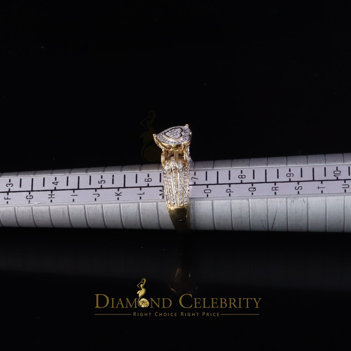 DiamondCelebritees Yellow Silver Heart Ring SZ 7 Real Diamond 0.10ct 925 Sterling Womens Engagement