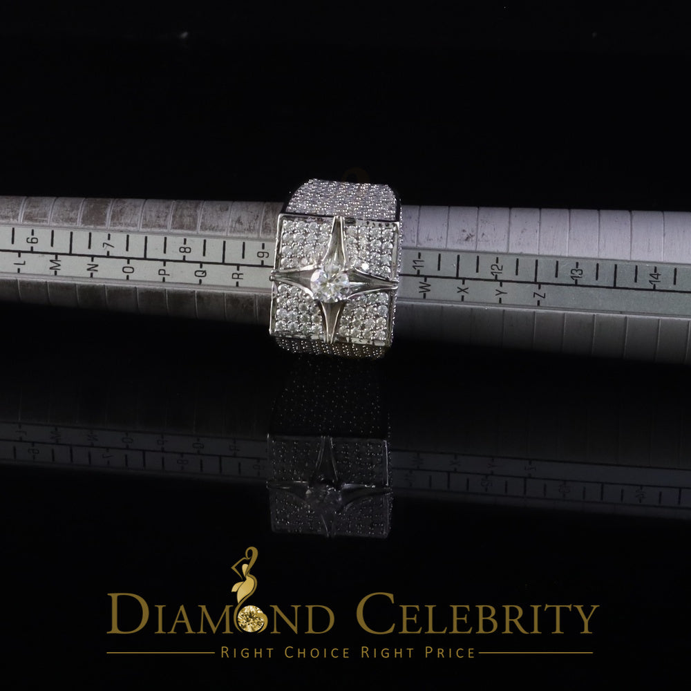 DiamondCelebritees 925 White Sterling Silver 7.00ct VVS 'D' Moissanite Men's Square Rings Size 10