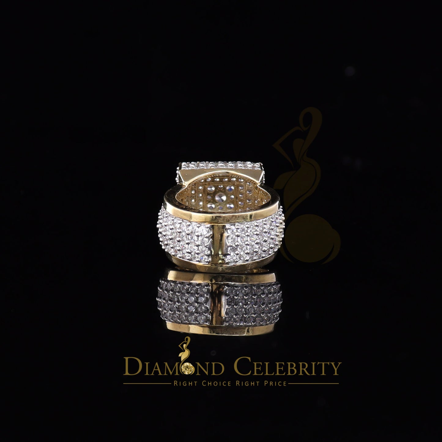 DiamondCelebritees 925 Sterling Yellow Silver 14.0ct Cubic Zirconia Square Womens Gifts Ring Size 8